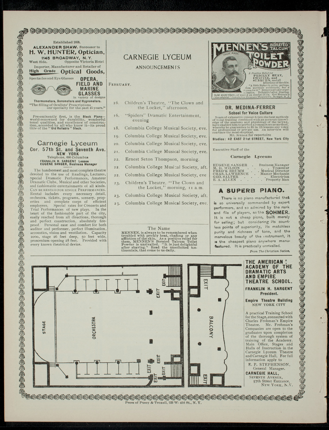 Cutler Comedy Club, February 15, 1901, program page 4