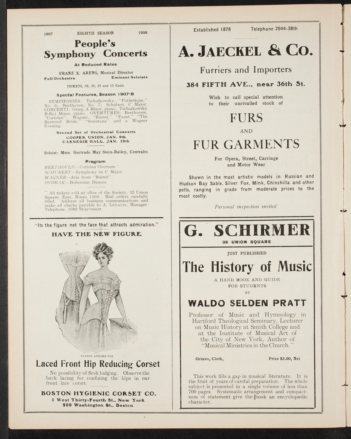 People's Symphony Concert, November 22, 1907, program page 8