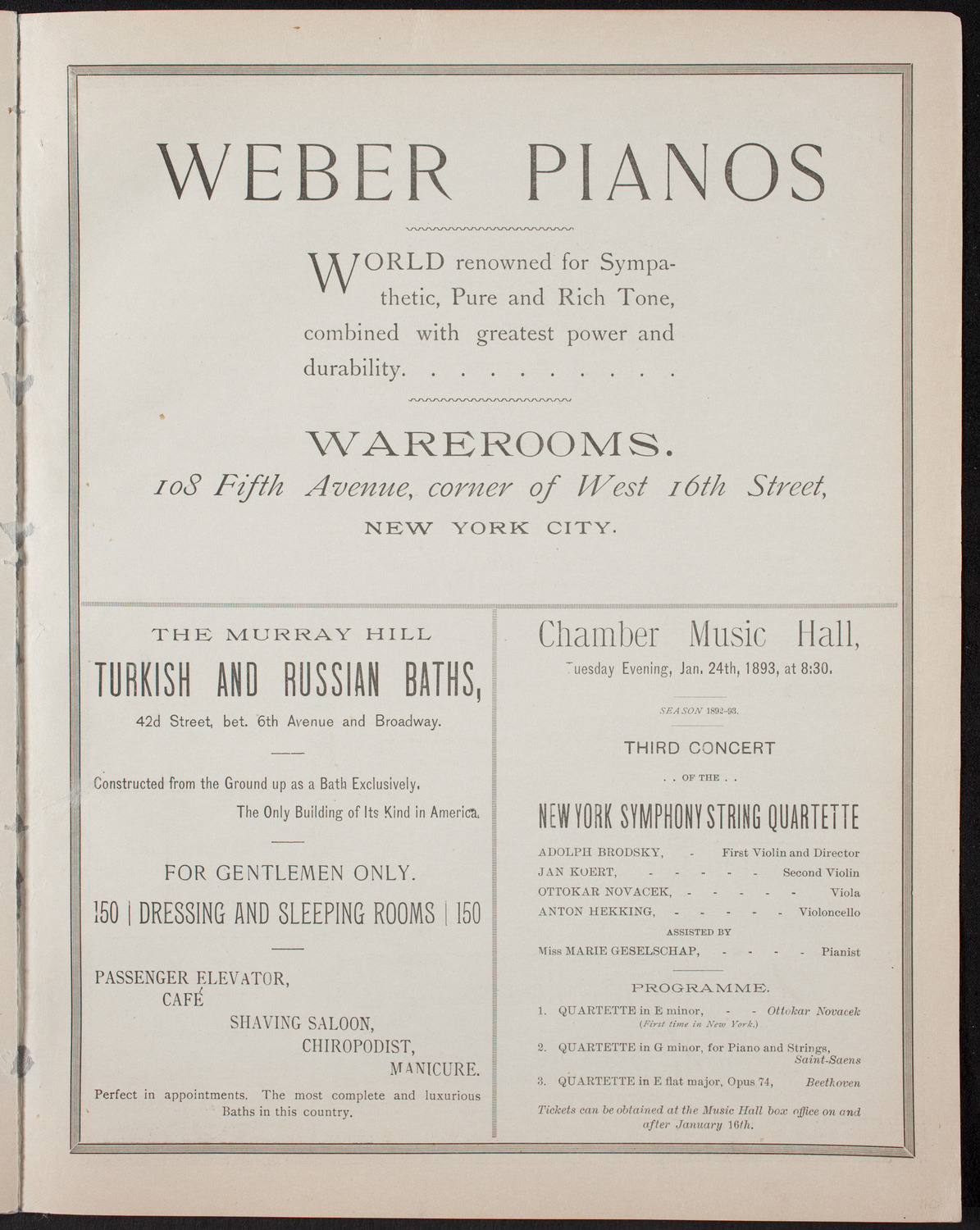 Ignacy Jan Paderewski, Piano, January 14, 1893, program page 7