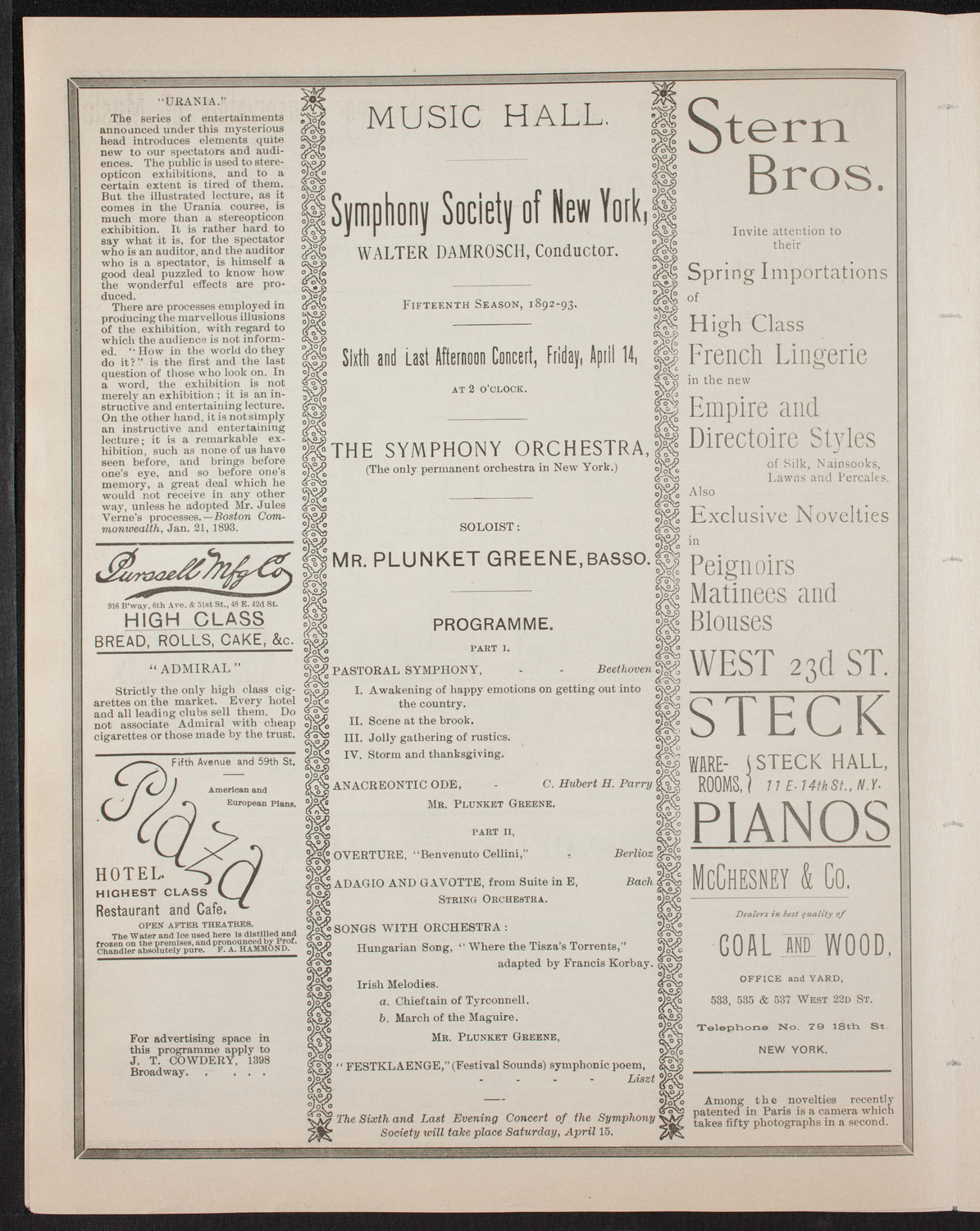 New York Symphony Orchestra, April 14, 1893, program page 4