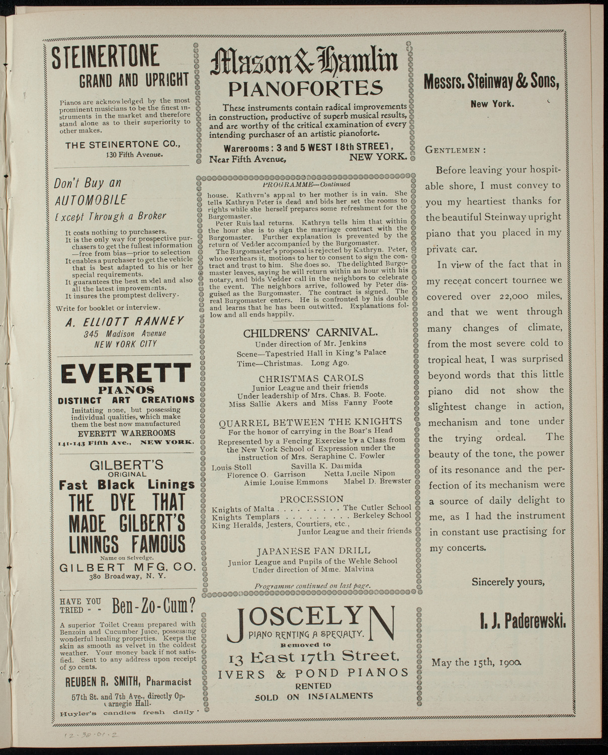 Entertainment for the Benefit of Messiah Home, December 30, 1901, program page 3