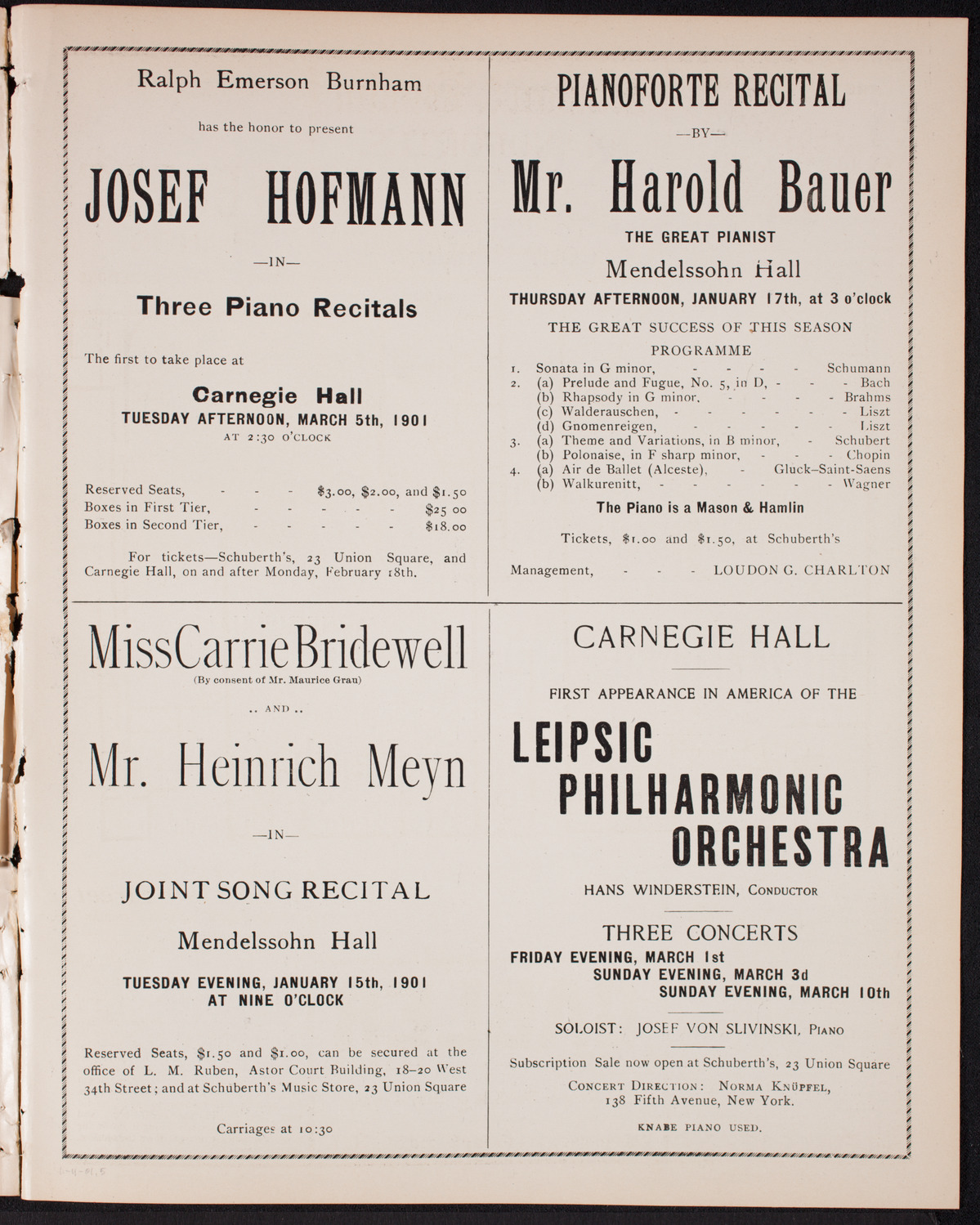 New York Philharmonic, January 11, 1901, program page 9