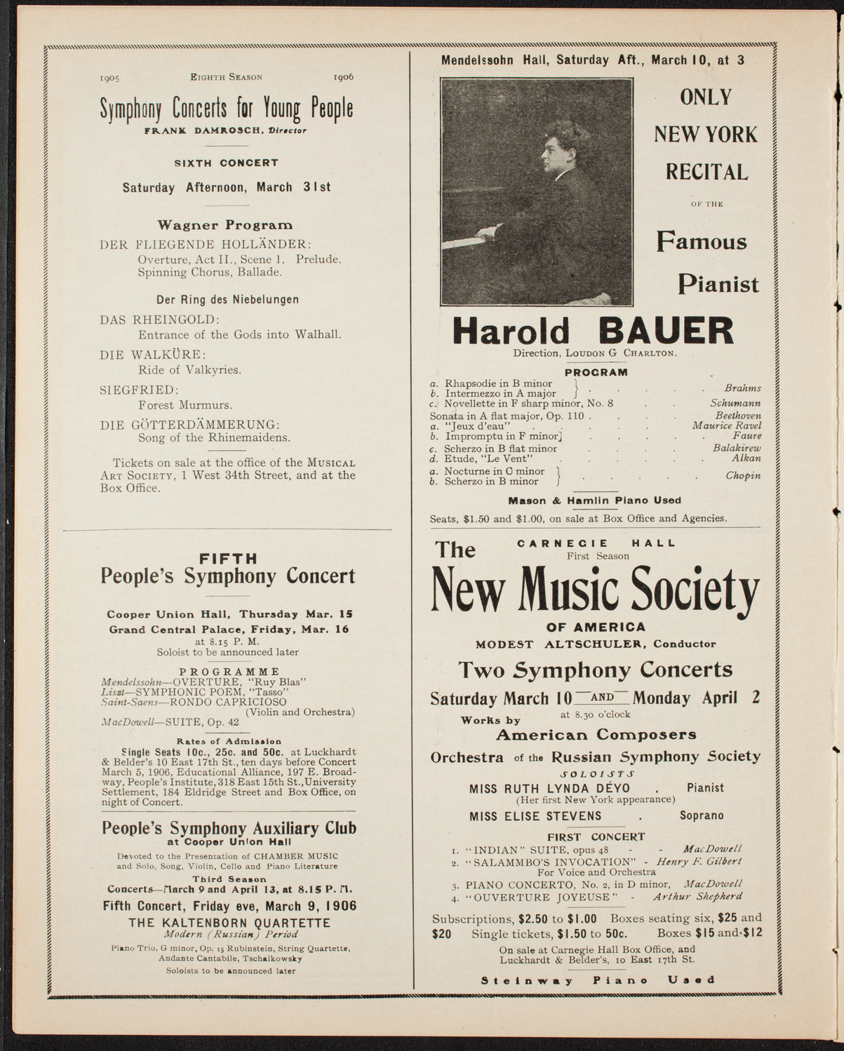 New York Symphony Orchestra, March 6, 1906, program page 10