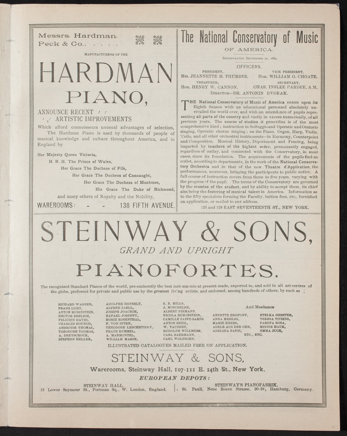 Grand Wagner Concert/ Benefit: Italian Mission, Church of San Salvatore, April 7, 1893, program page 5