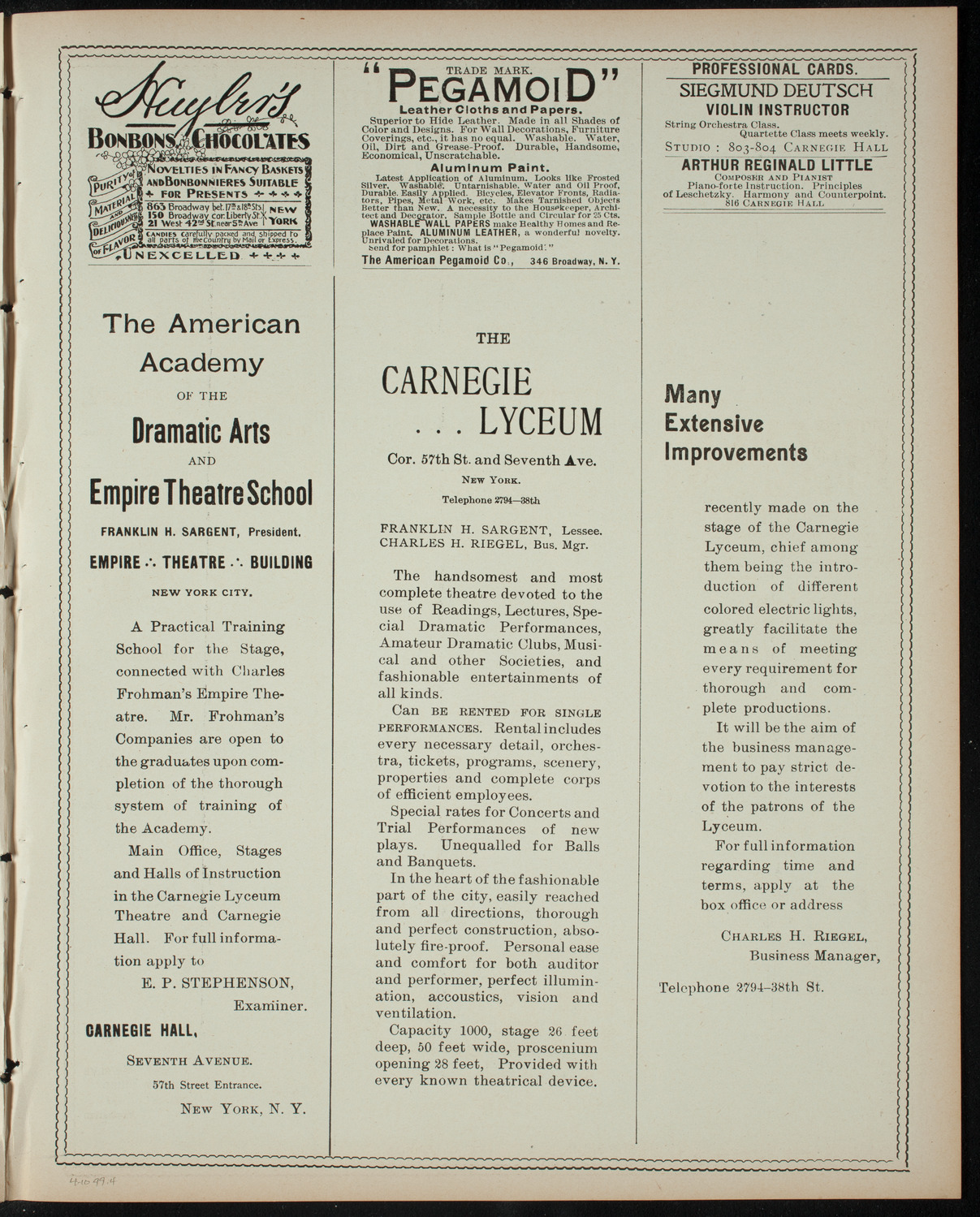 Alice in Wonderland, April 10, 1899, program page 7