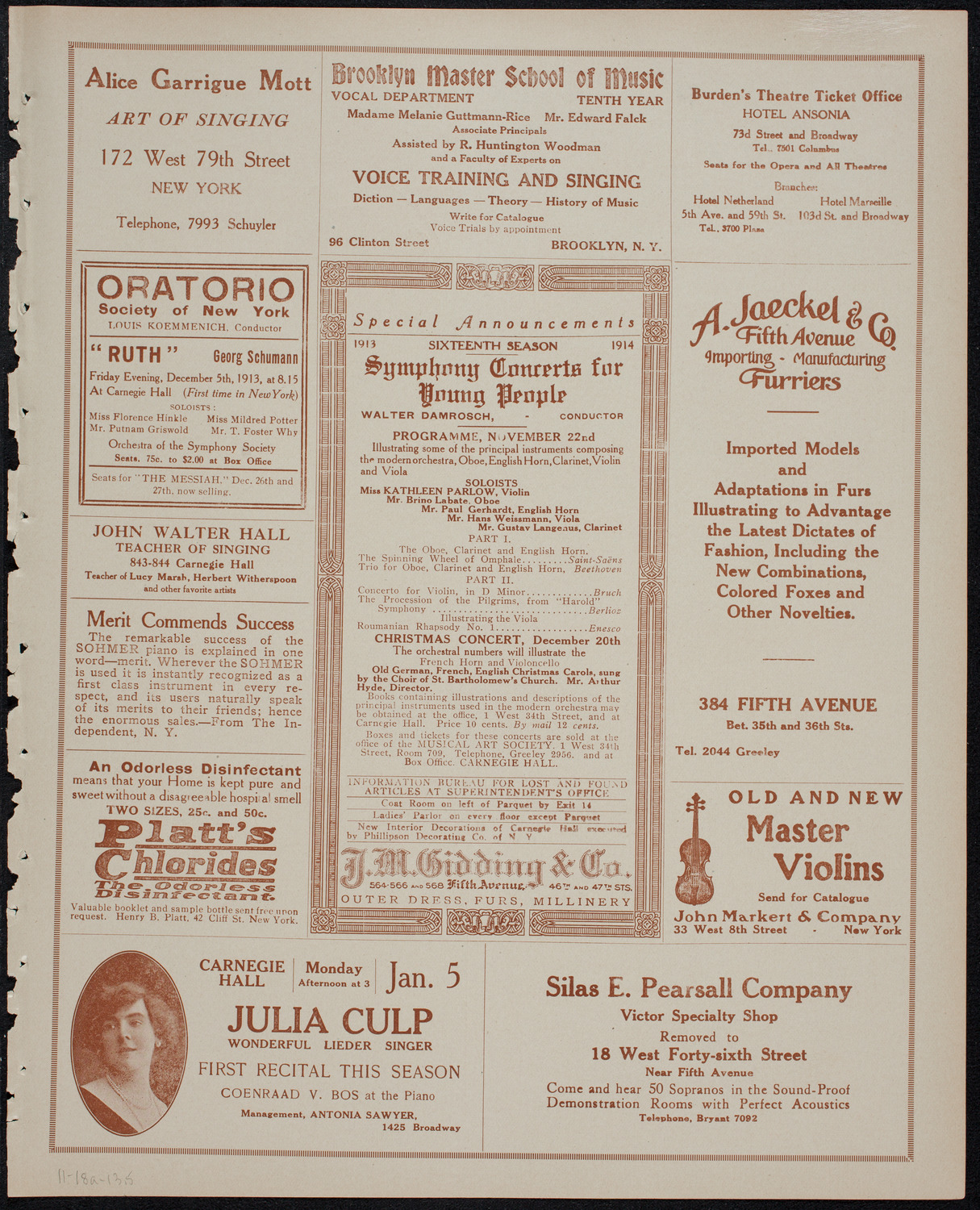 Fritz Kreisler, Violin, November 18, 1913, program page 9