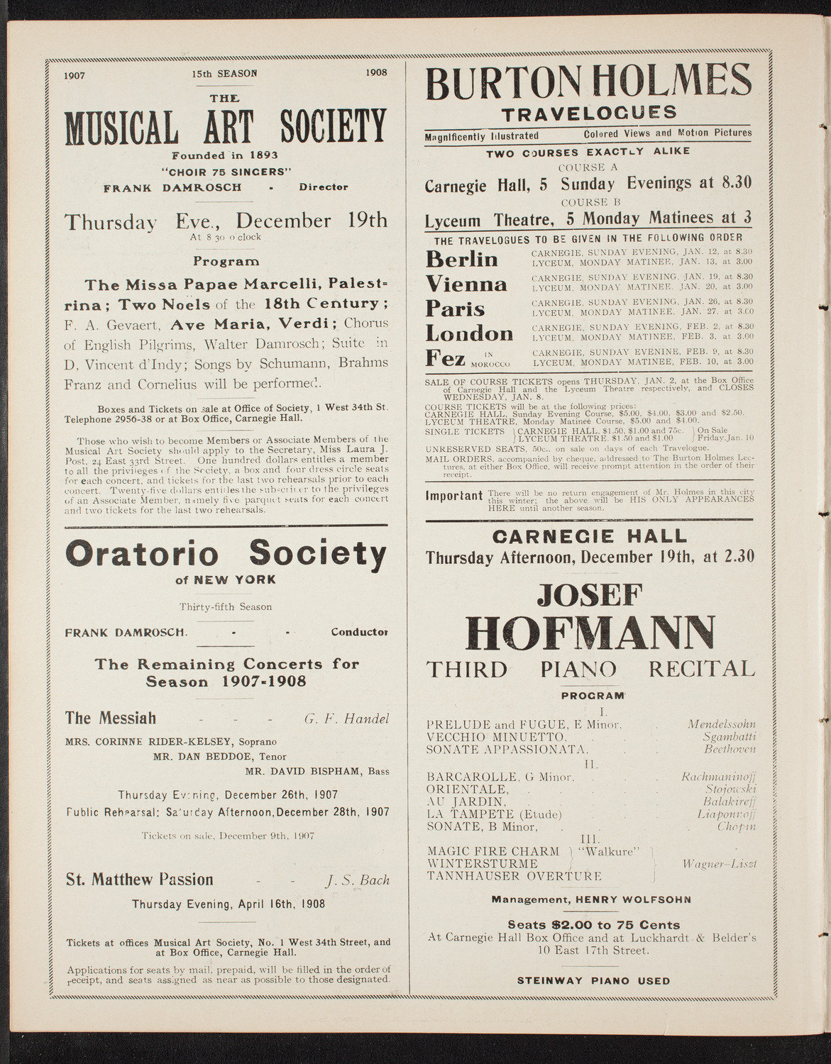 New York Philharmonic, December 14, 1907, program page 10