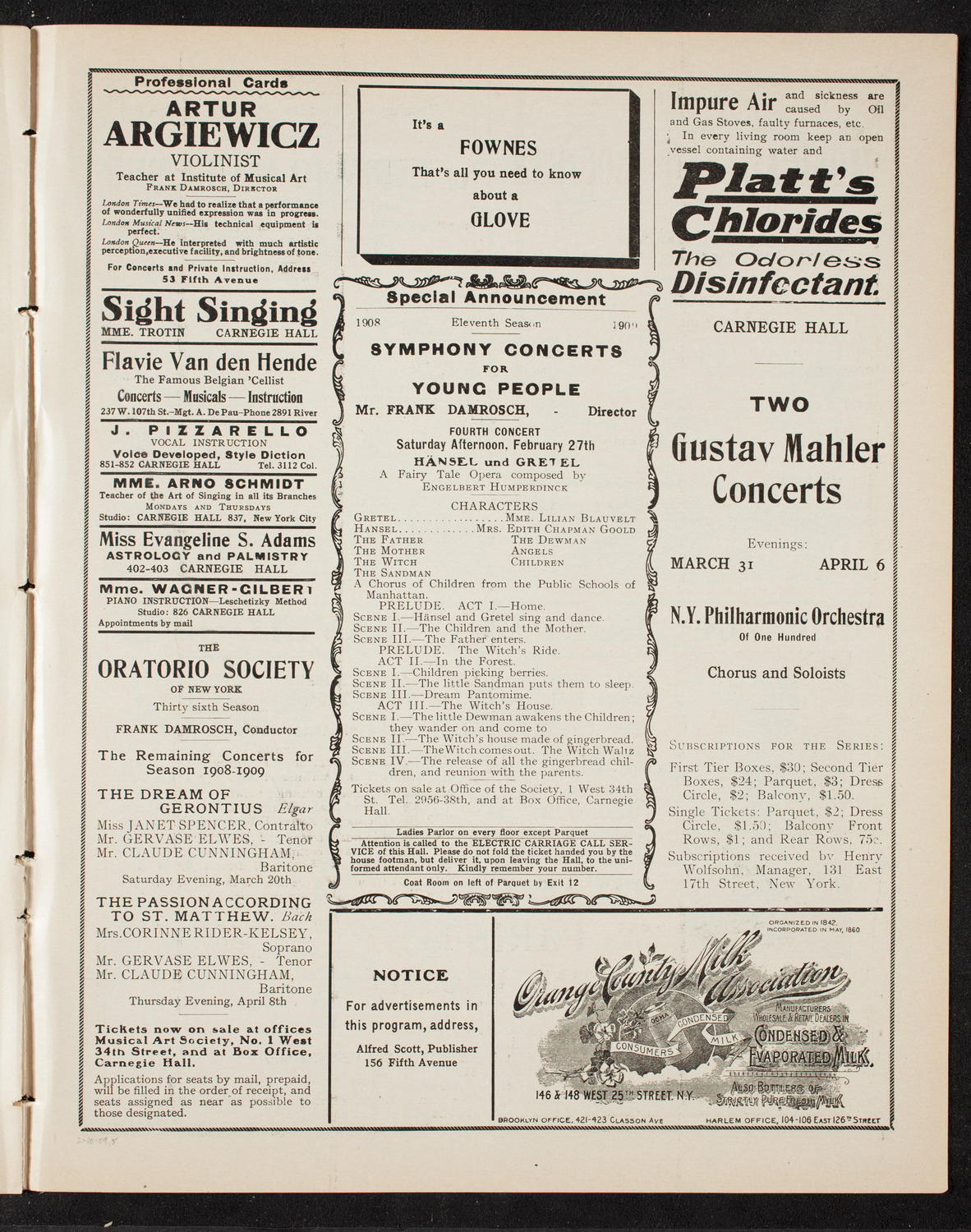 Benefit: Caledonian Hospital Society, February 10, 1909, program page 9