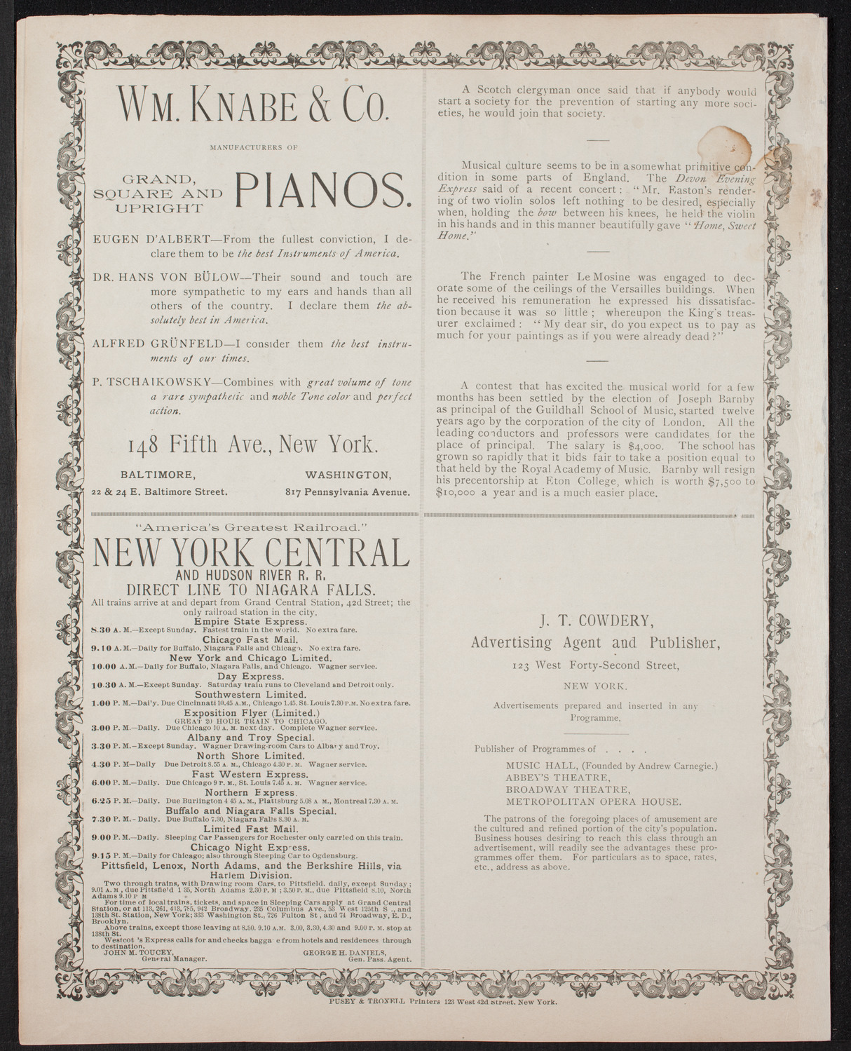 New York Symphony Orchestra, November 11, 1893, program page 8