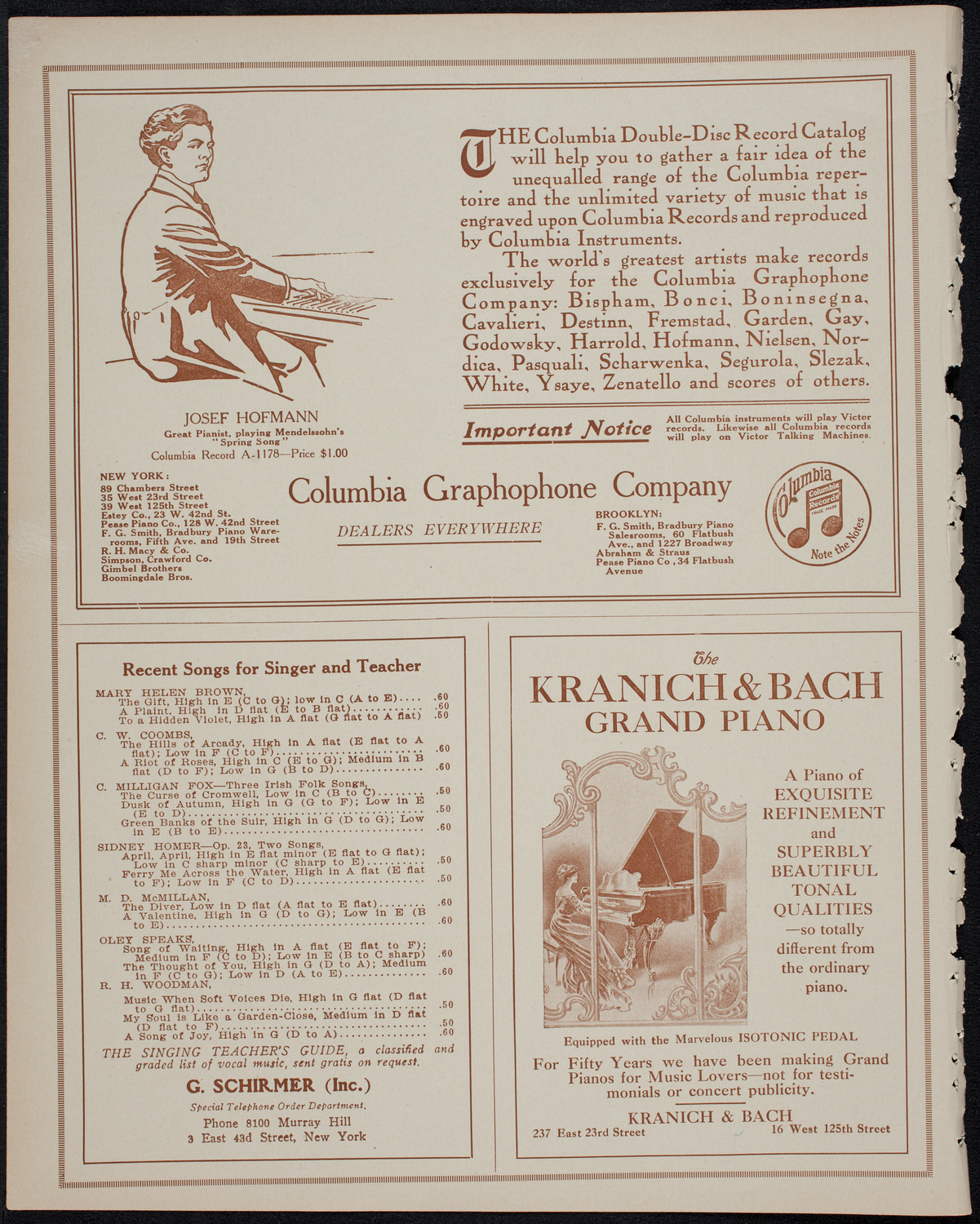 Geraldine Farrar, Soprano, October 25, 1913, program page 6