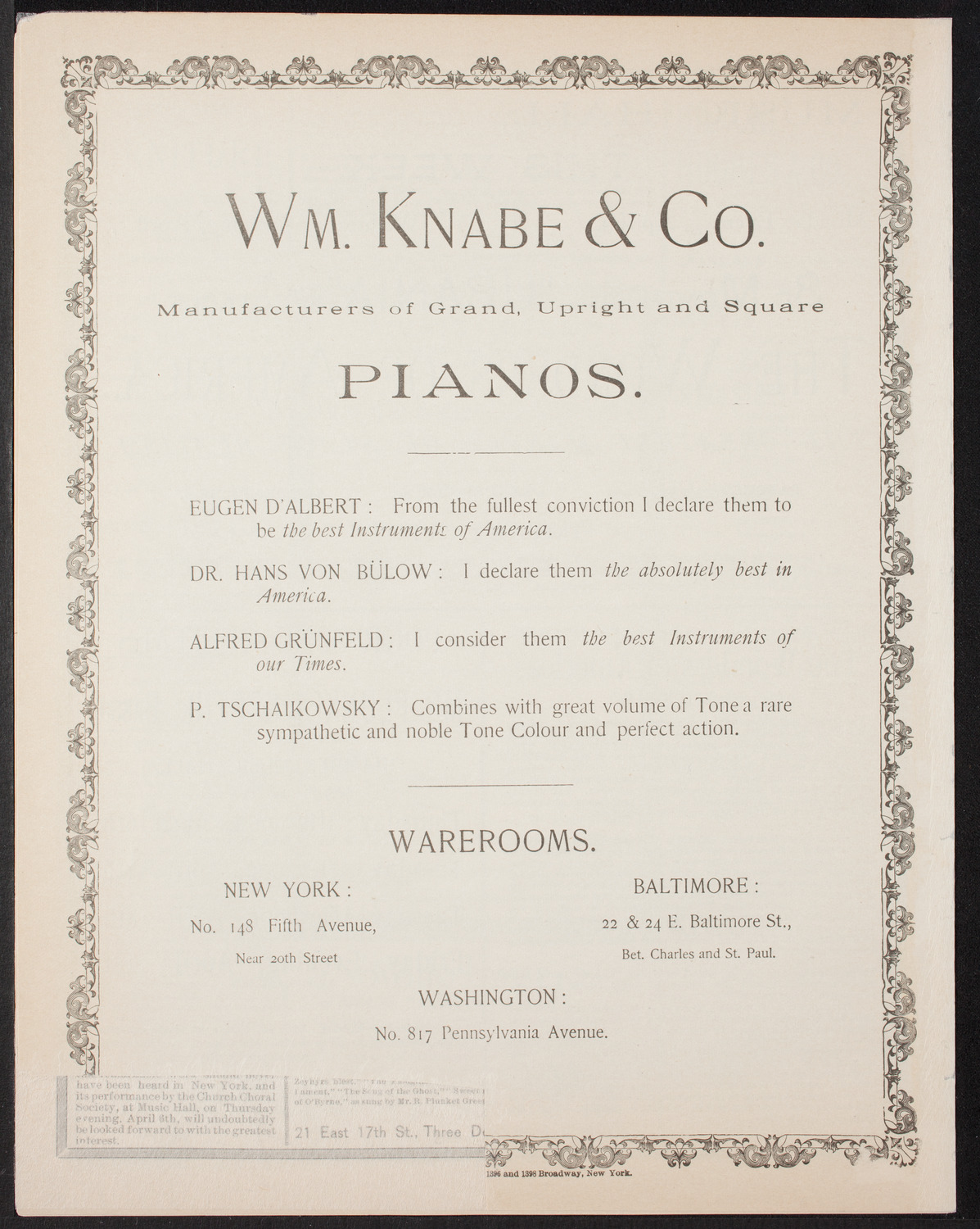 Damrosch Sunday Concert, April 2, 1893, program page 8