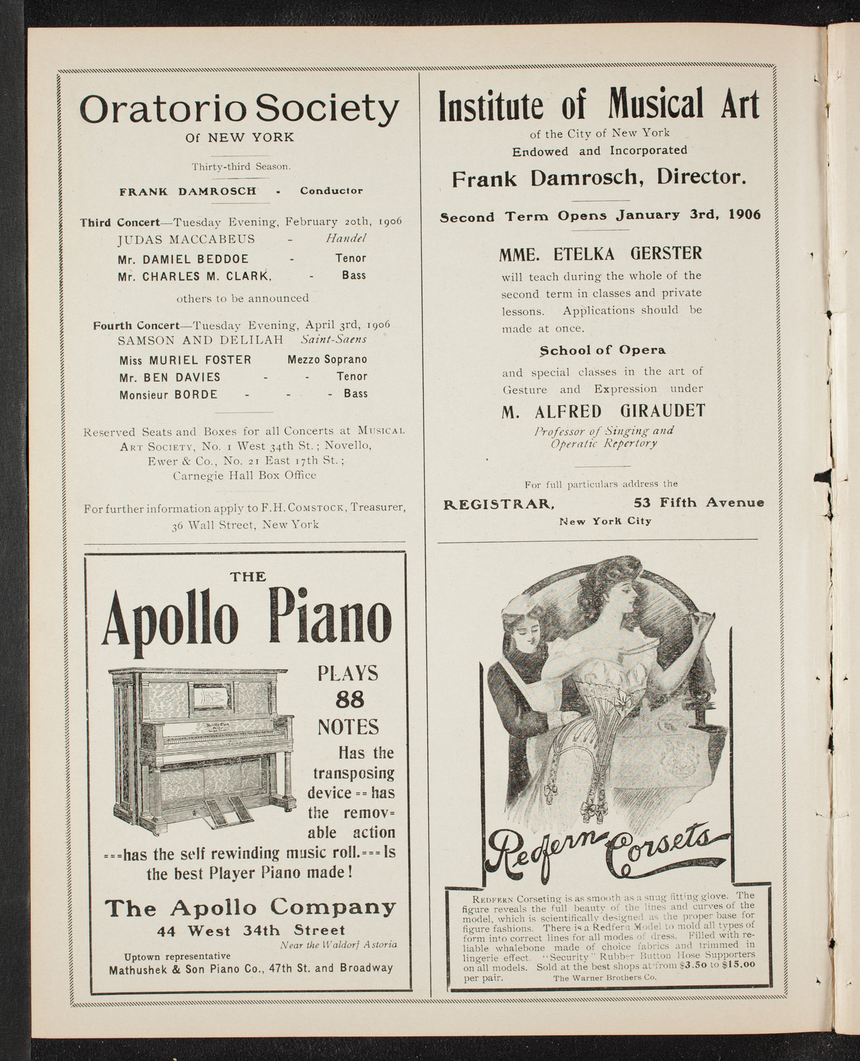 Raoul Pugno, Joseph Hollman and Marie Hall, January 21, 1906, program page 2