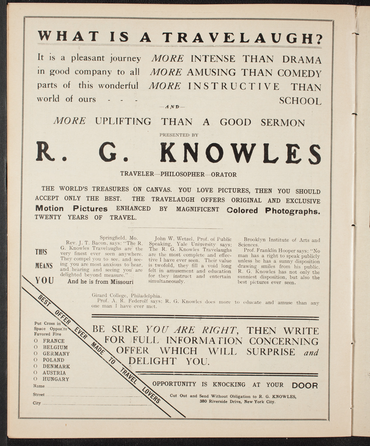 Burton Holmes Travelogue: Italy, February 6, 1910, program page 10