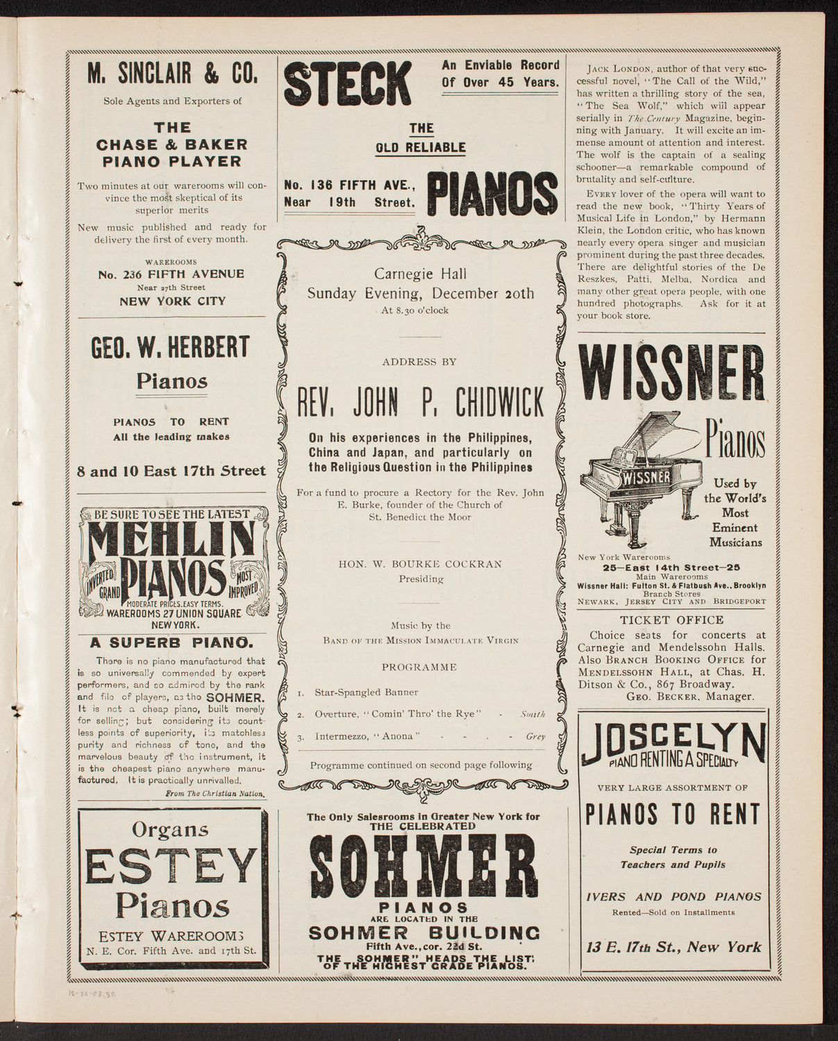 Lecture by Rev. John P. Chidwick, December 20, 1903, program page 5