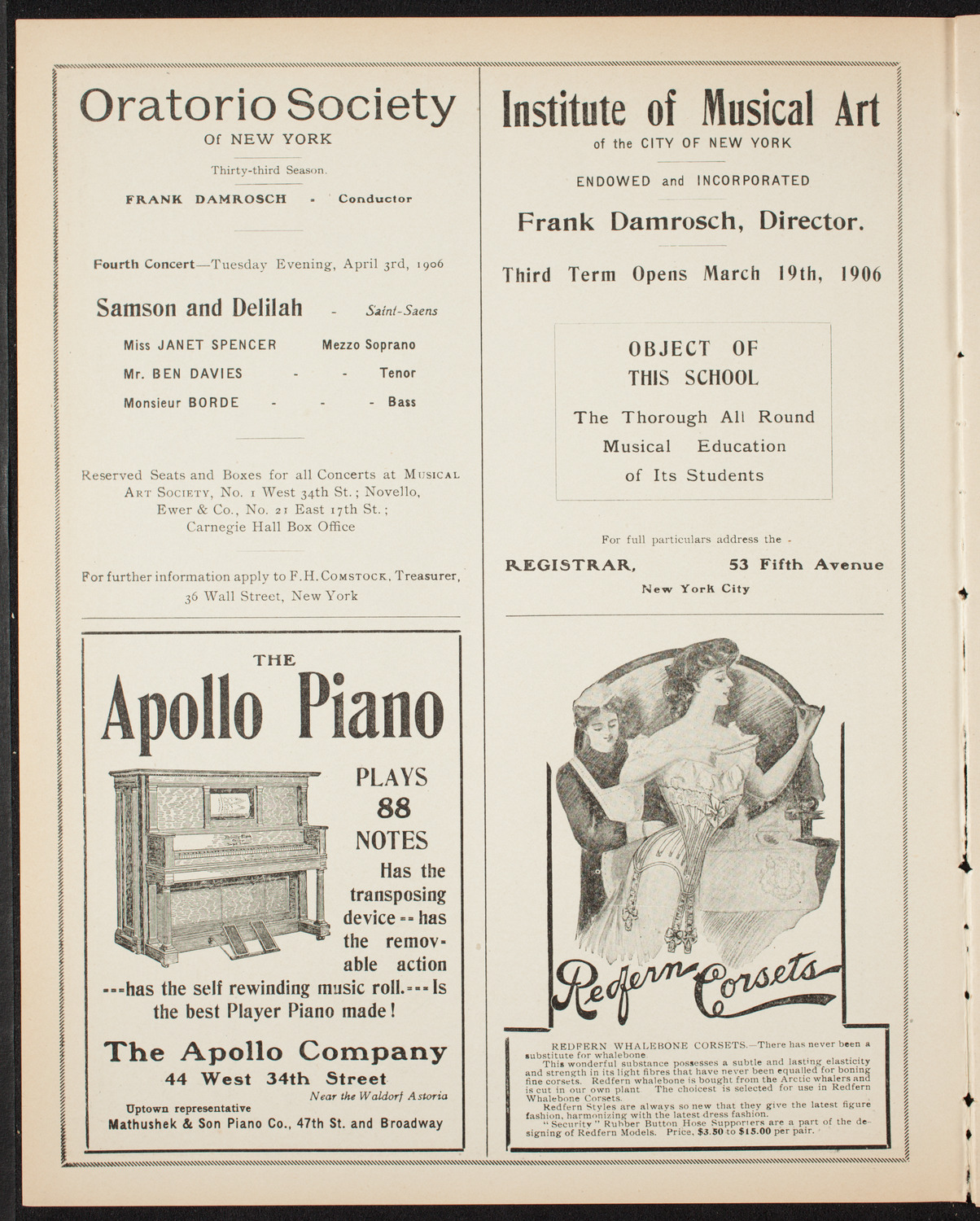 New York Symphony Orchestra, March 6, 1906, program page 2