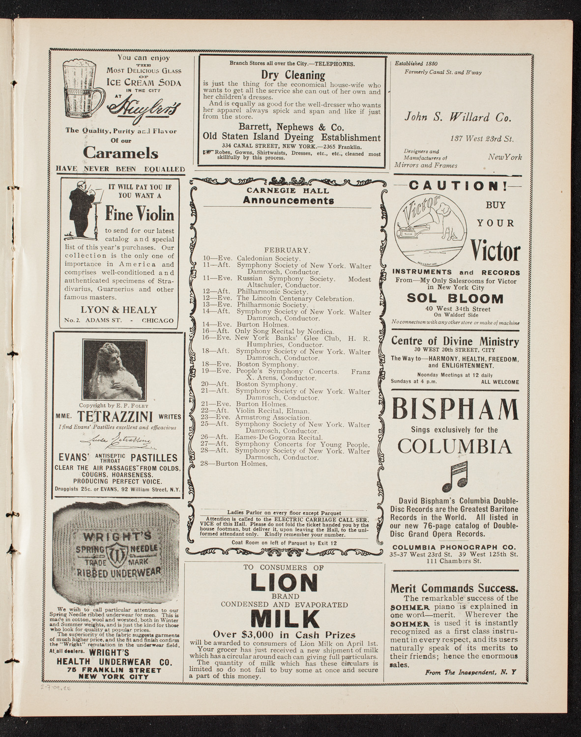 Philanthropic Society Concert, February 7, 1909, program page 3