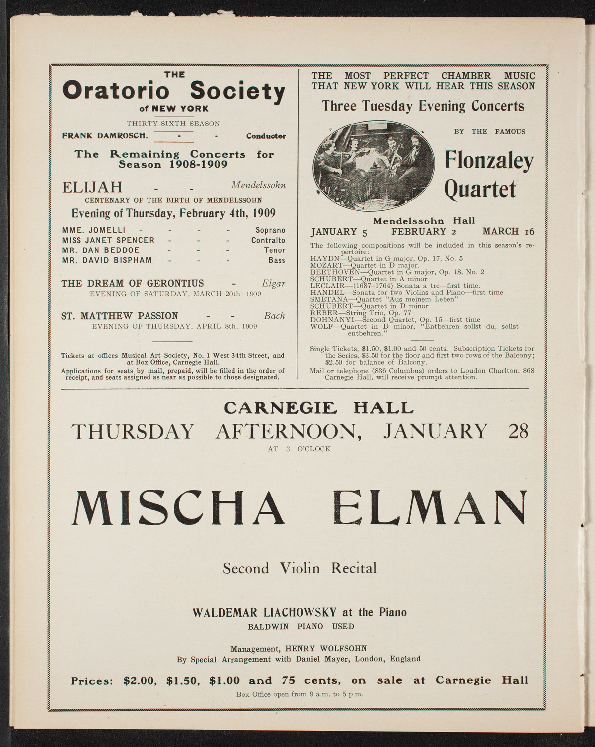 People's Choral Union with the Music School Settlement Orchestra, January 3, 1909, program page 10