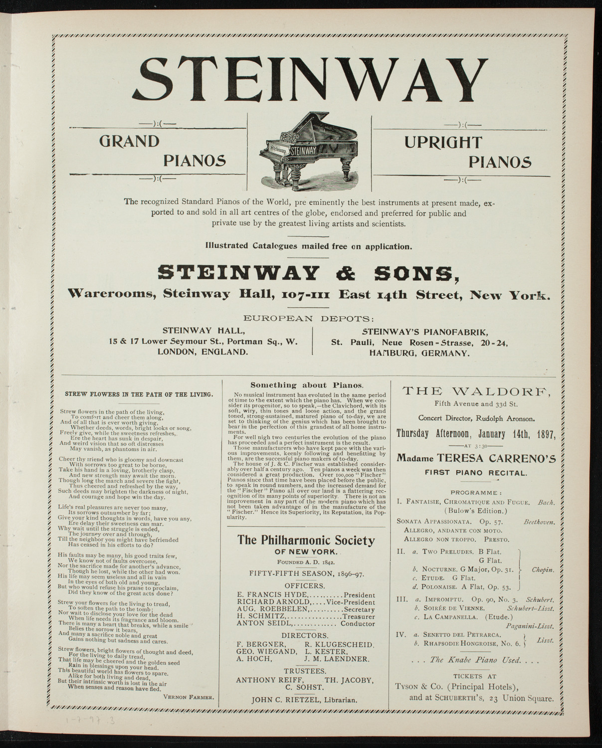 German Liederkranz of New York: 50th Anniversary Concert, January 7, 1897, program page 5