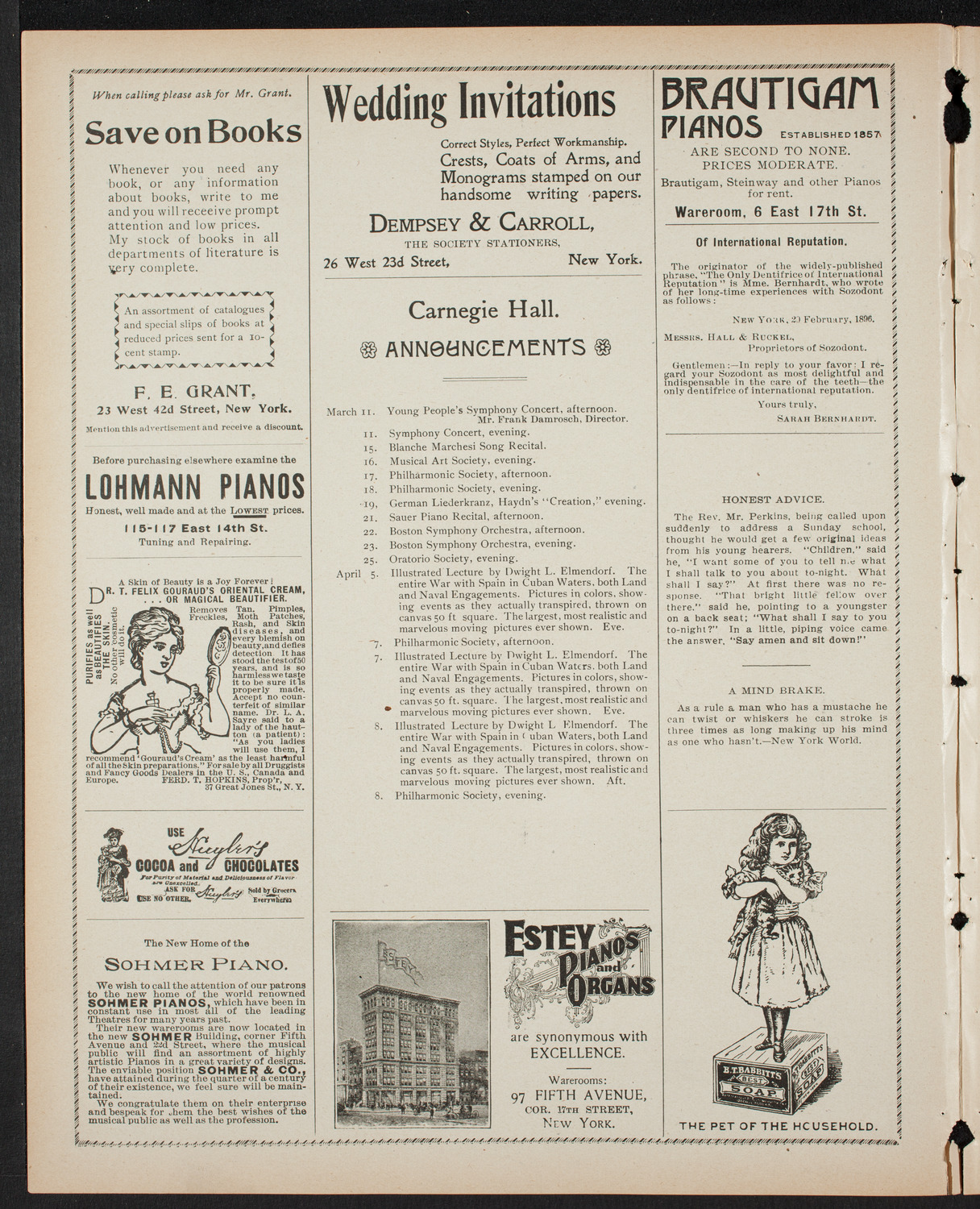 Paur Symphony Orchestra, March 10, 1899, program page 2