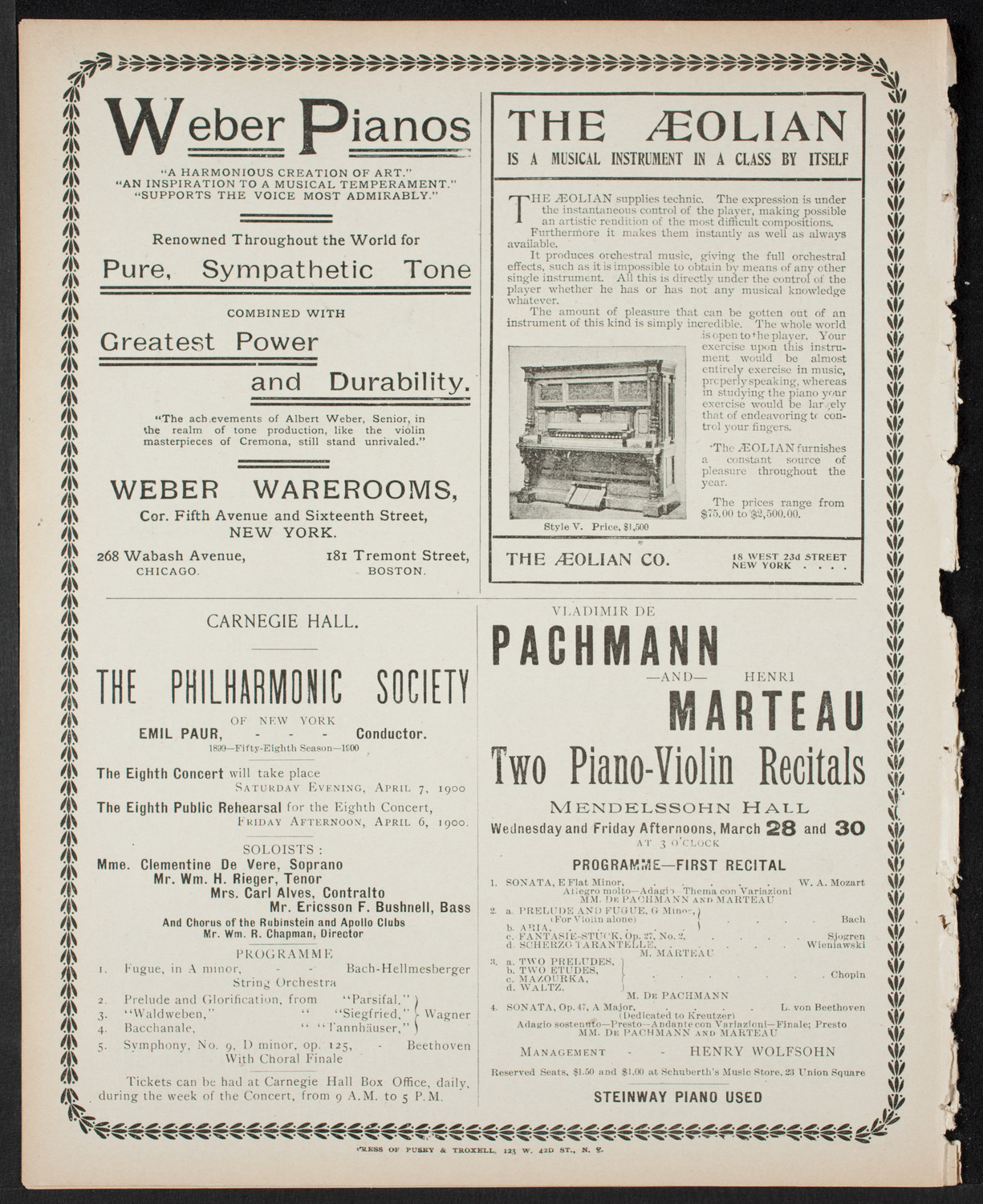 German Liederkranz, March 25, 1900, program page 8