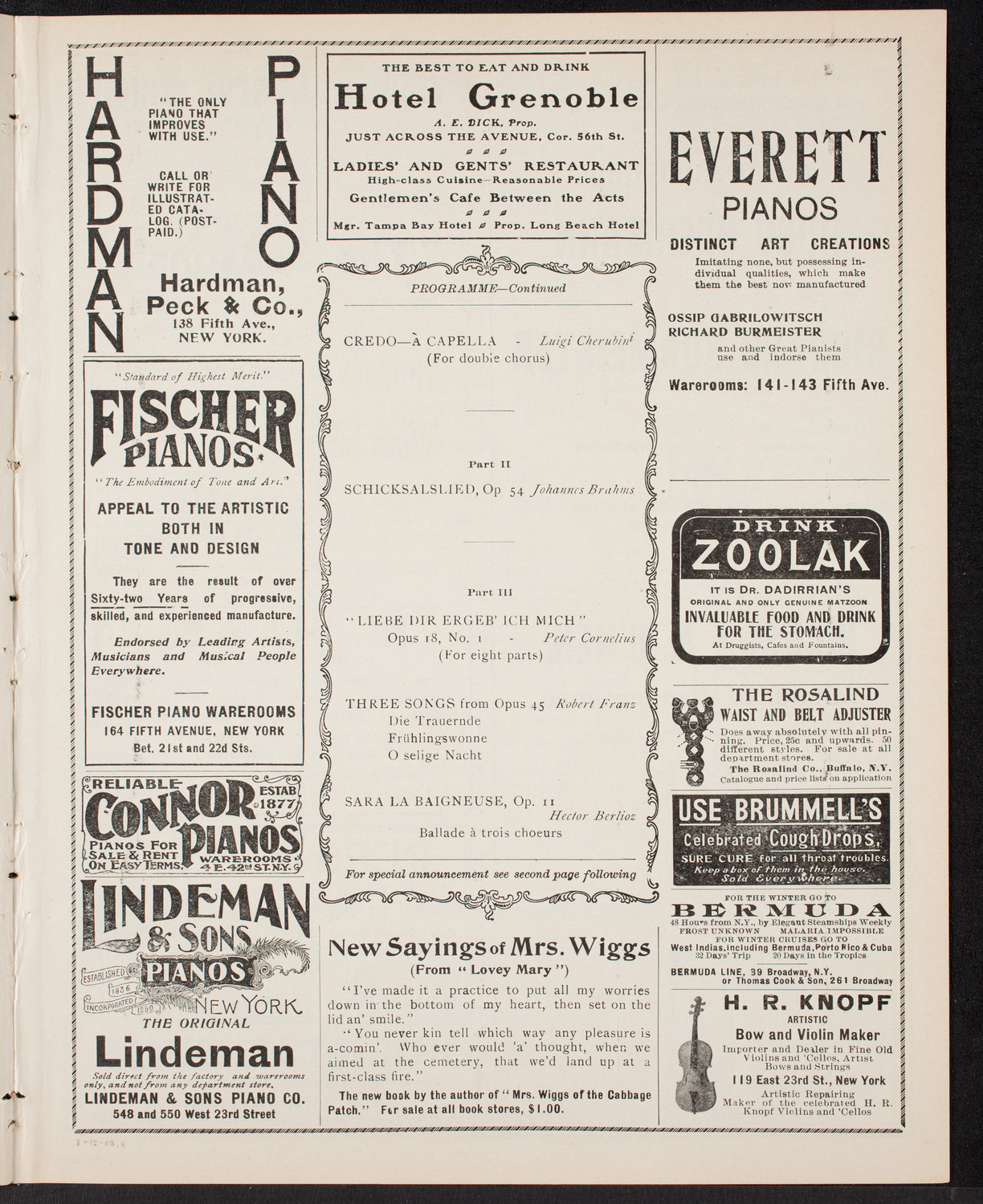 Musical Art Society of New York, March 12, 1903, program page 7