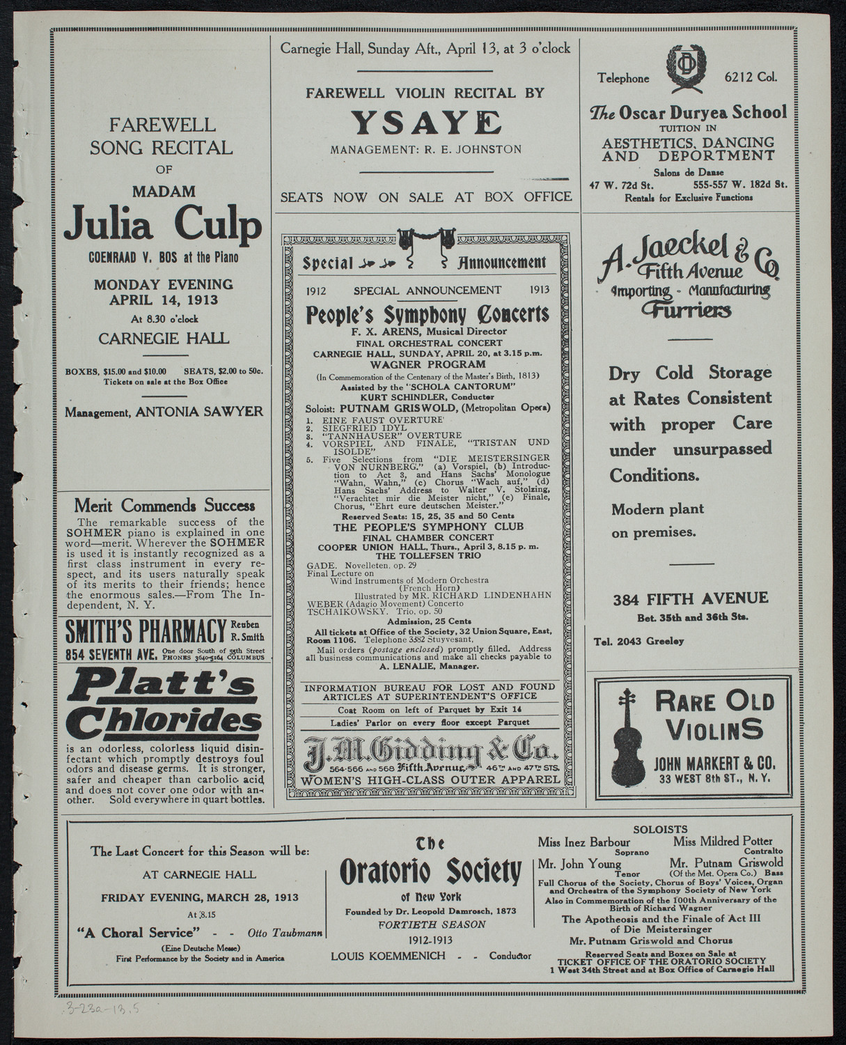 People's Symphony Concert, March 23, 1913, program page 9