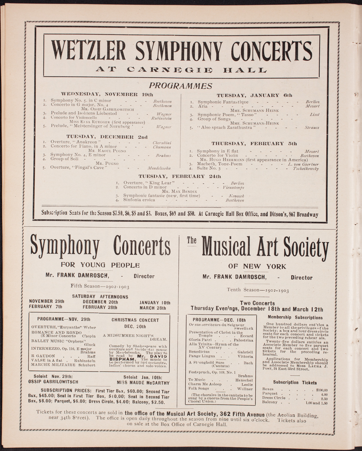 Oratorio Society of New York, November 17, 1902, program page 8