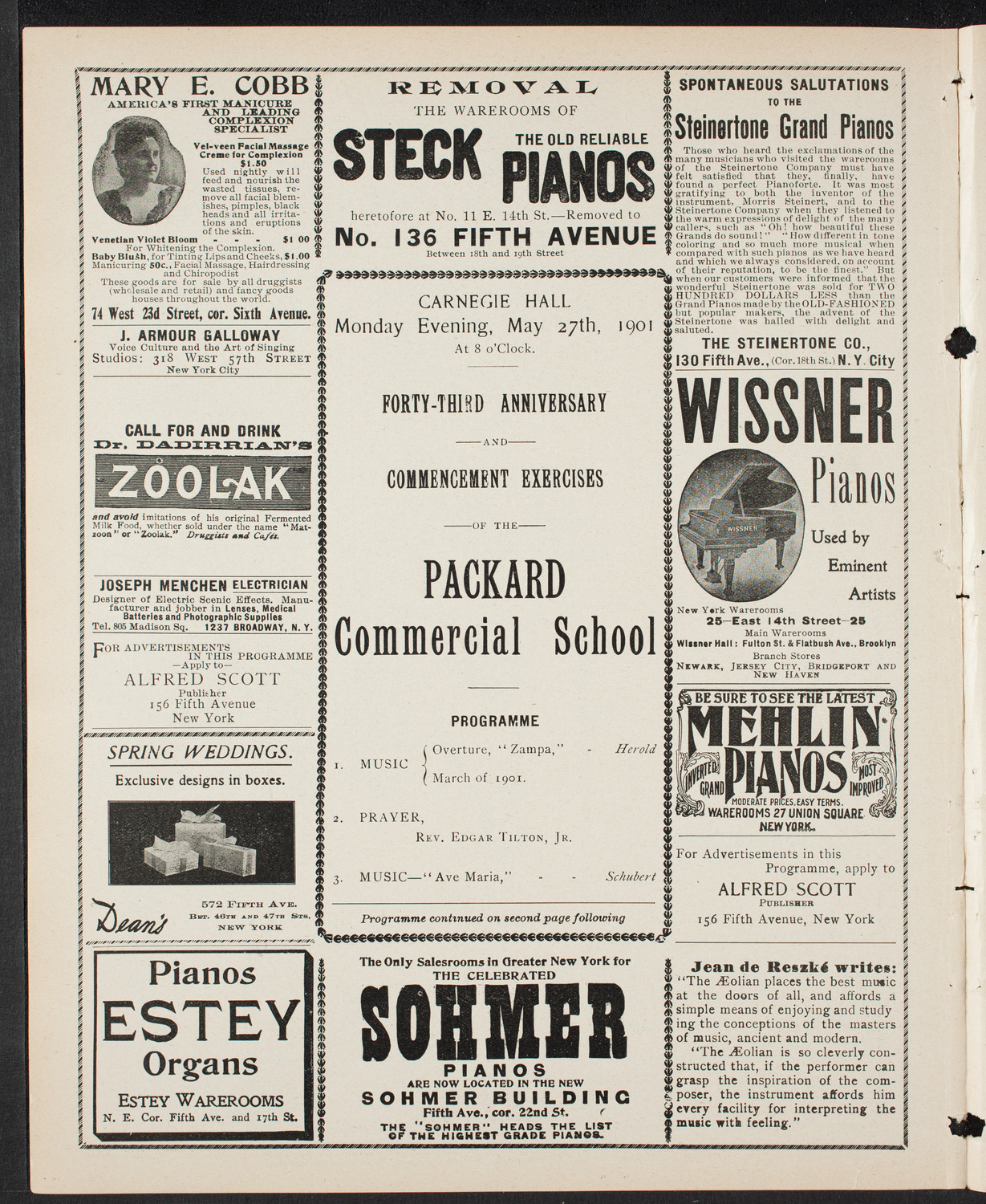 Graduation: Packard Commercial School, May 27, 1901, program page 4