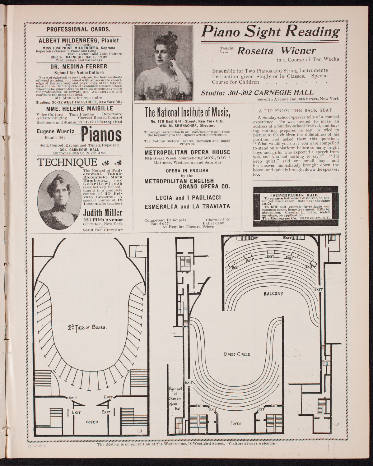 Benefit: German Hospital and Dispensary, December 2, 1900, program page 3