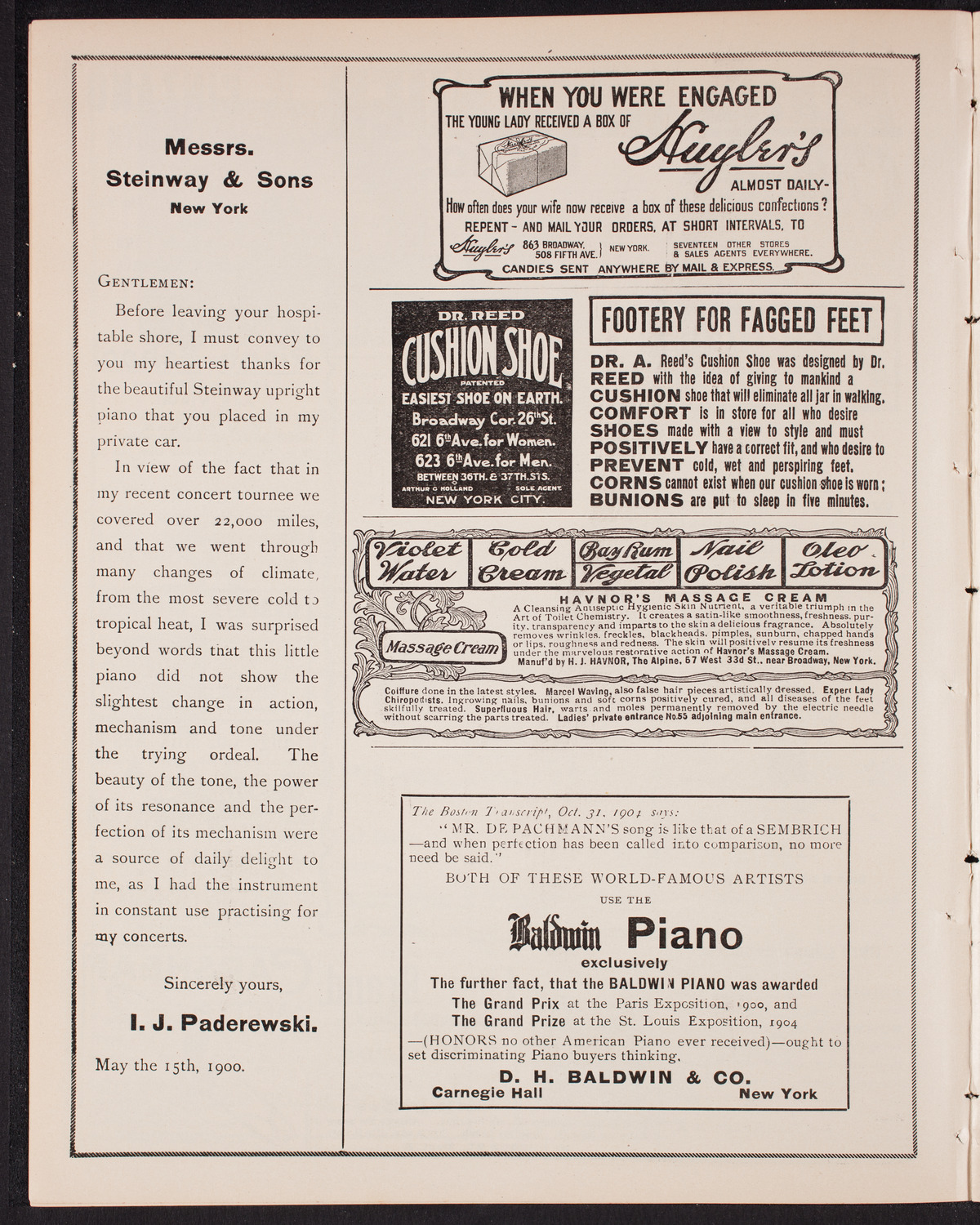 Franz von Vecsey, Violin, January 21, 1905, program page 4