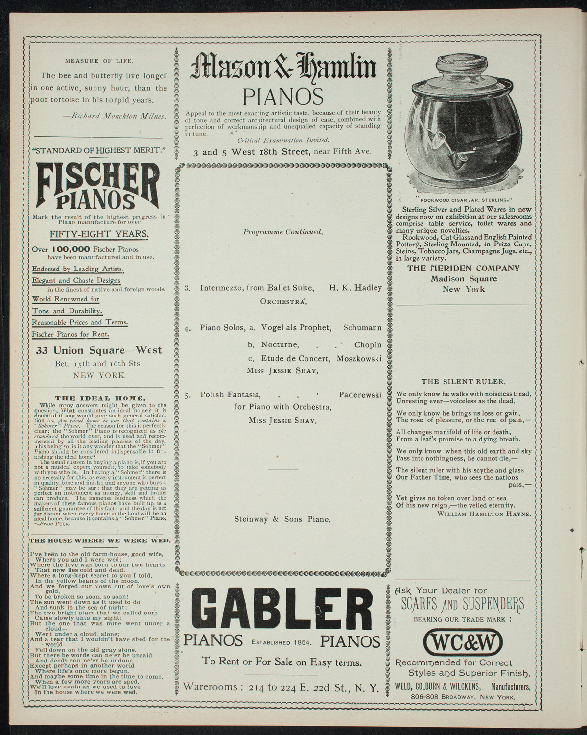 Jessie Shay/ American Symphony Orchestra, December 8, 1897, program page 6