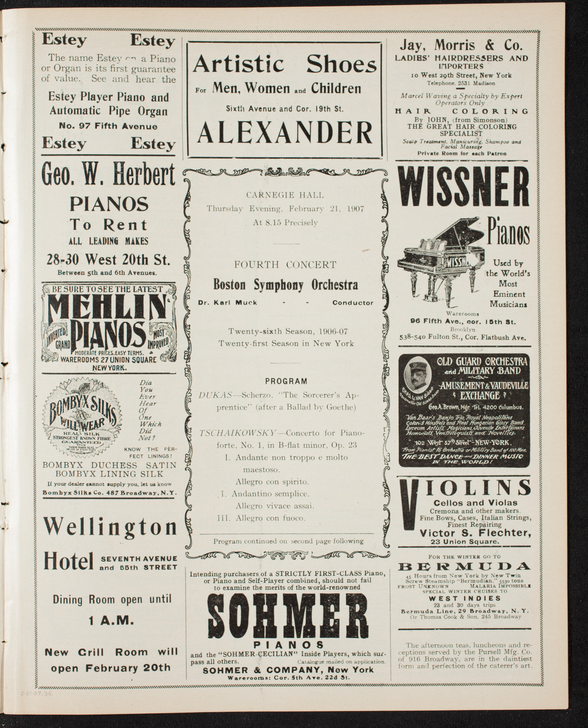 Boston Symphony Orchestra, February 21, 1907, program page 5