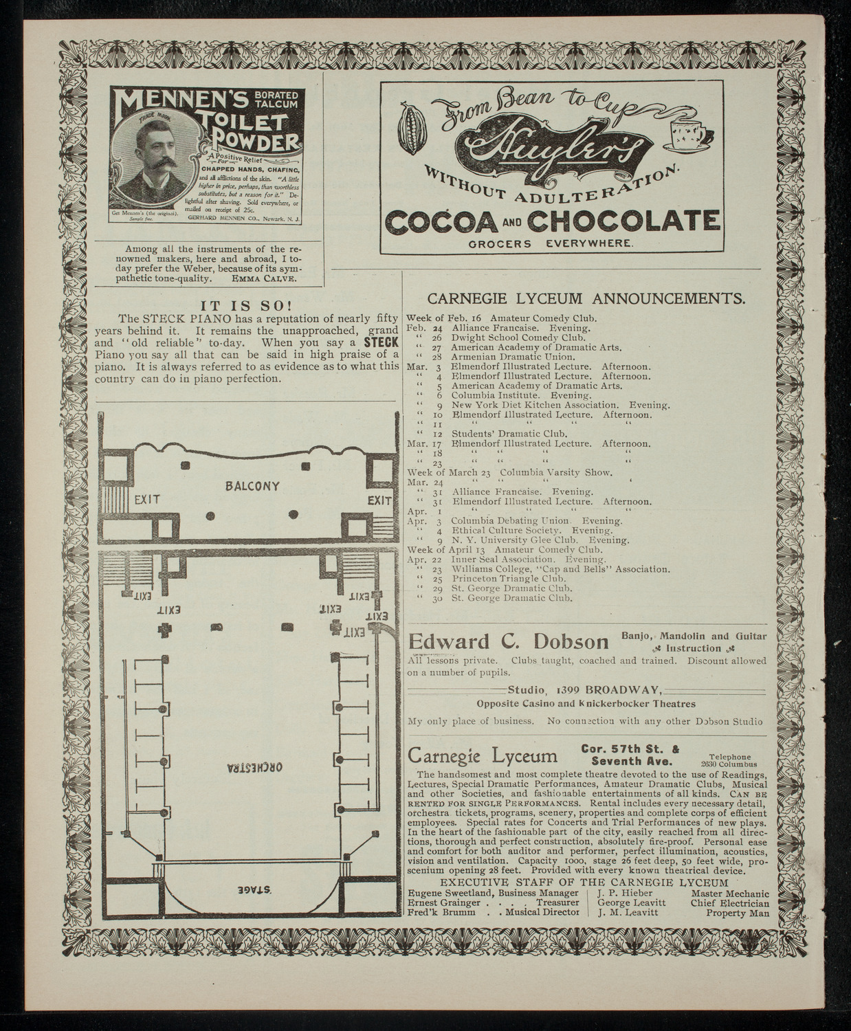 Amateur Comedy Club, February 21, 1903, program page 4