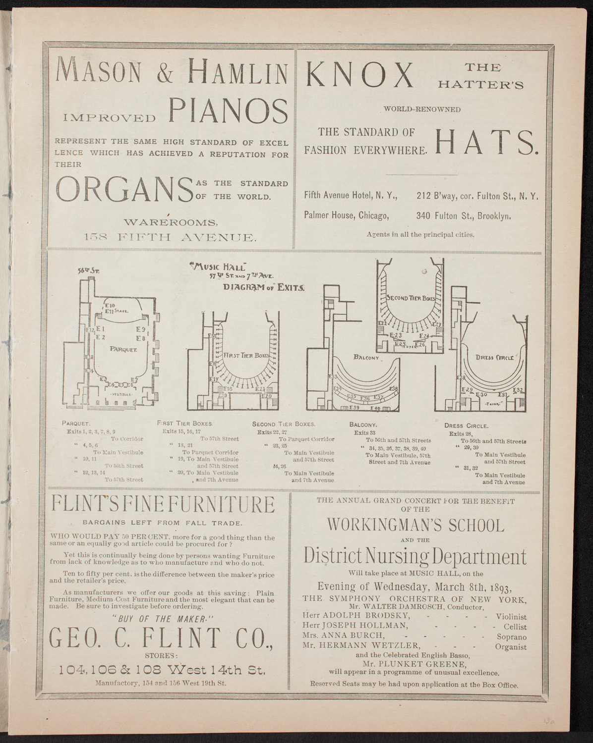 Damrosch Sunday Concert, February 19, 1893, program page 3