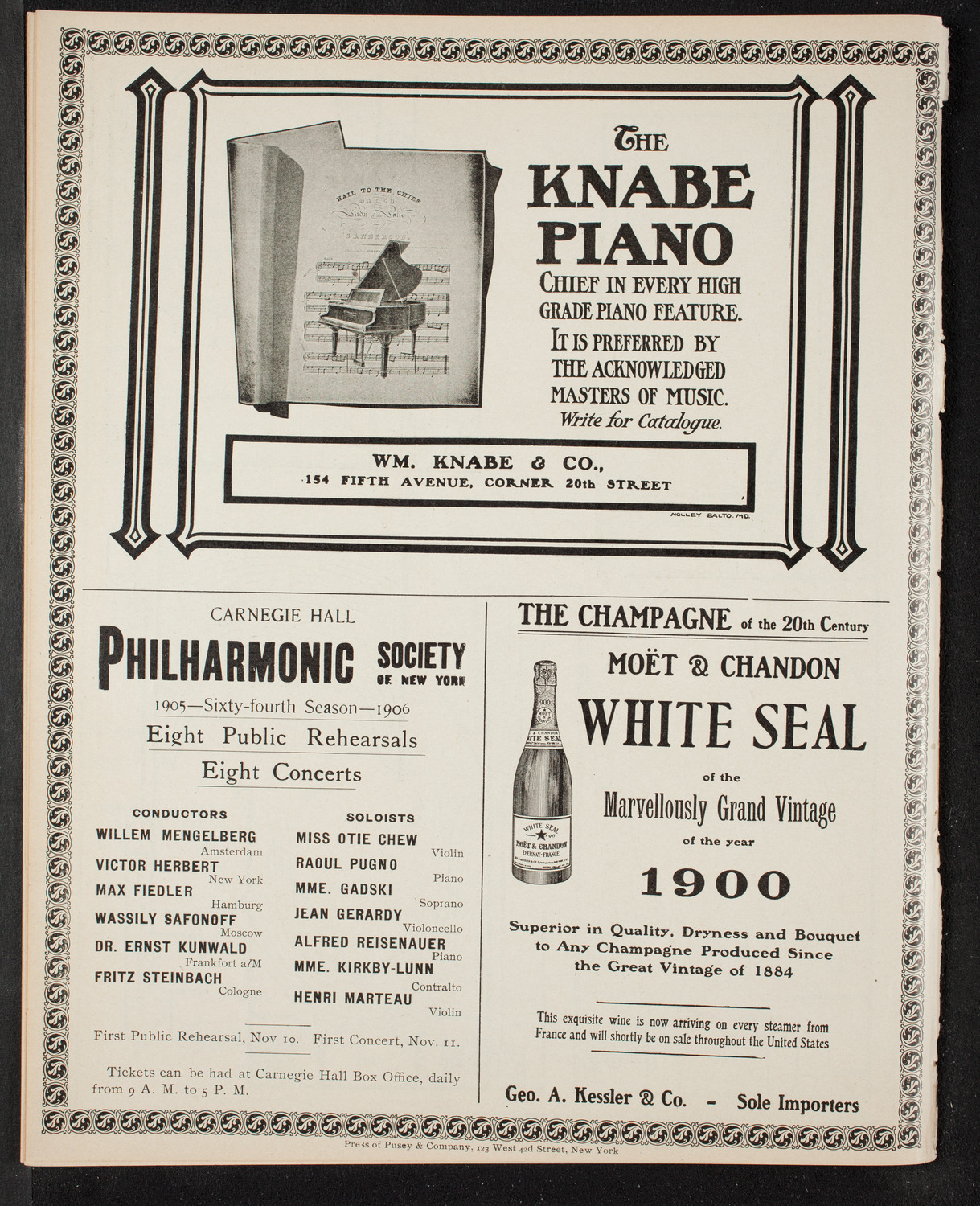Boston Symphony Orchestra, November 9, 1905, program page 12