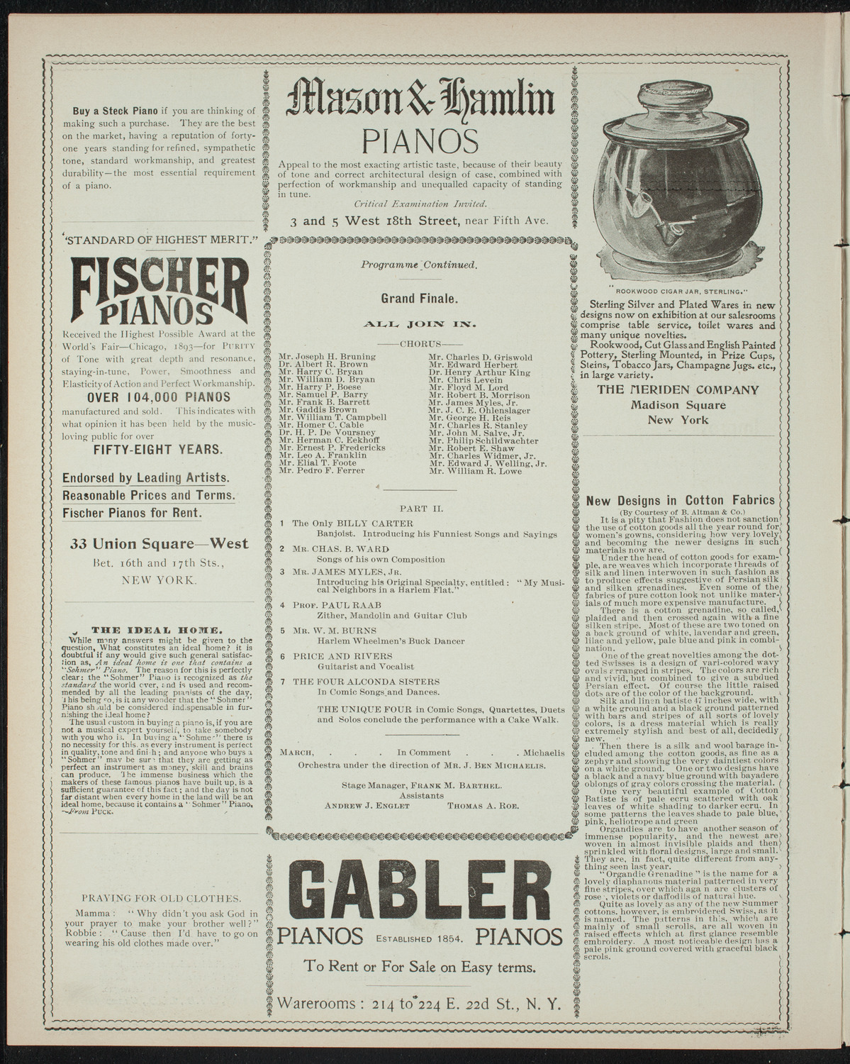 Harlem Wheelmen Minstrel Performance, March 12, 1898, program page 6