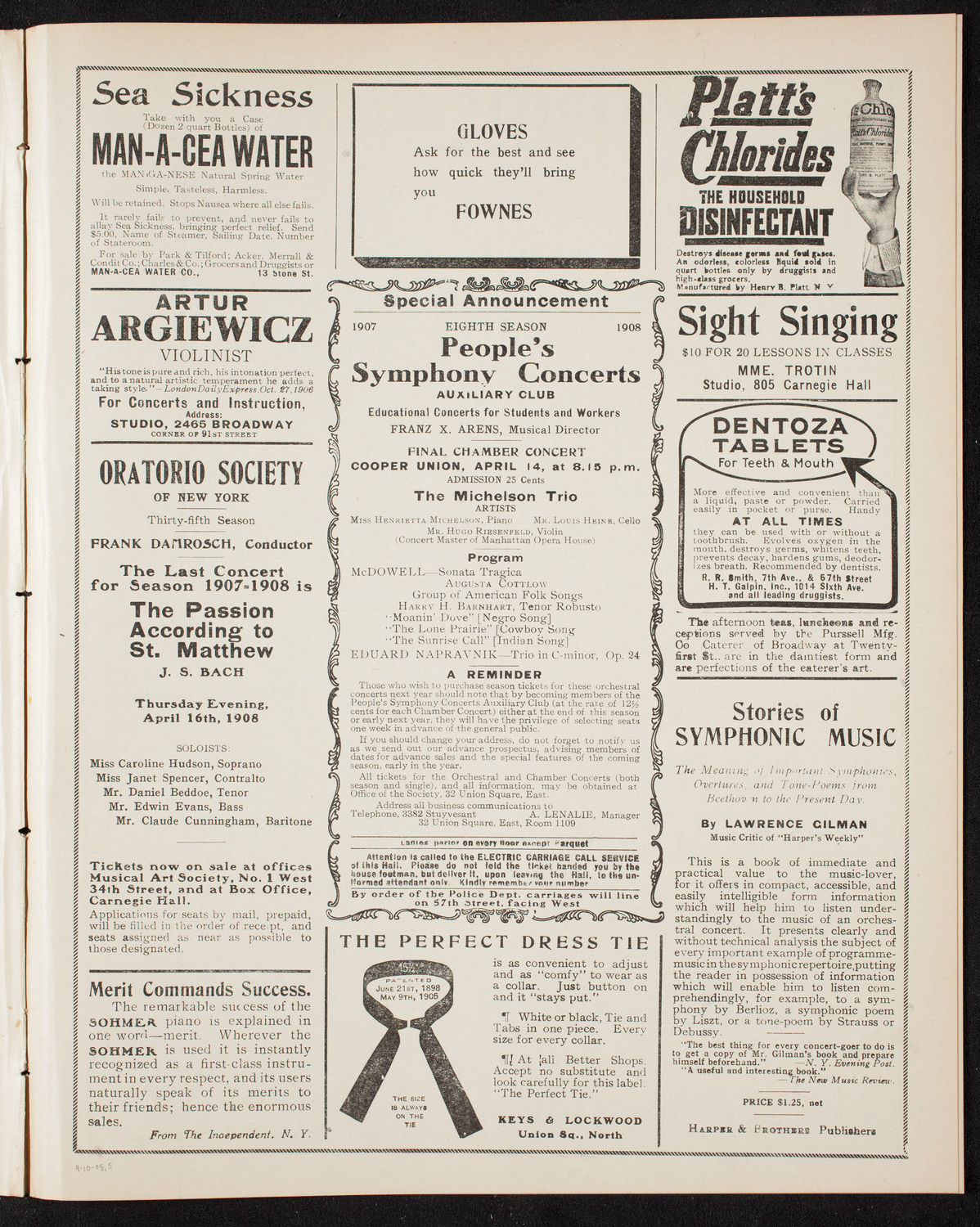 Johanna Gadski, Soprano, April 10, 1908, program page 9