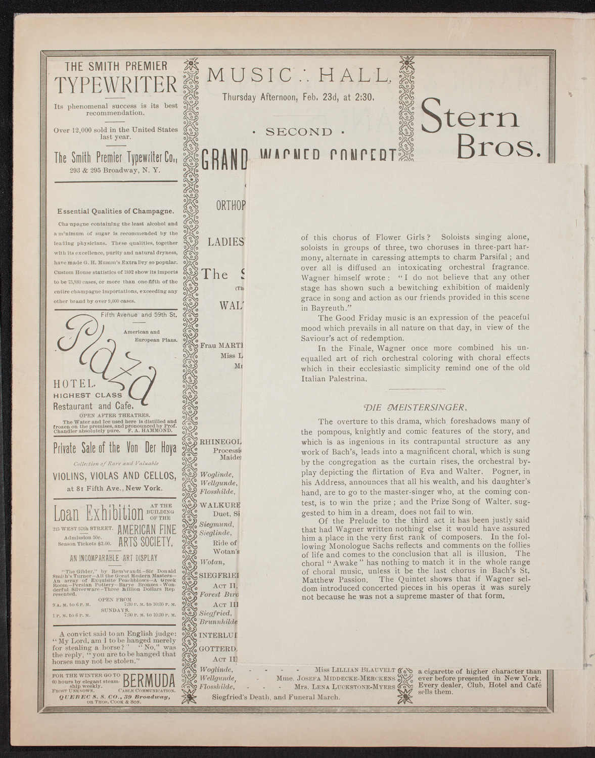 Second Grand Wagner Concert, February 23, 1893, program page 11