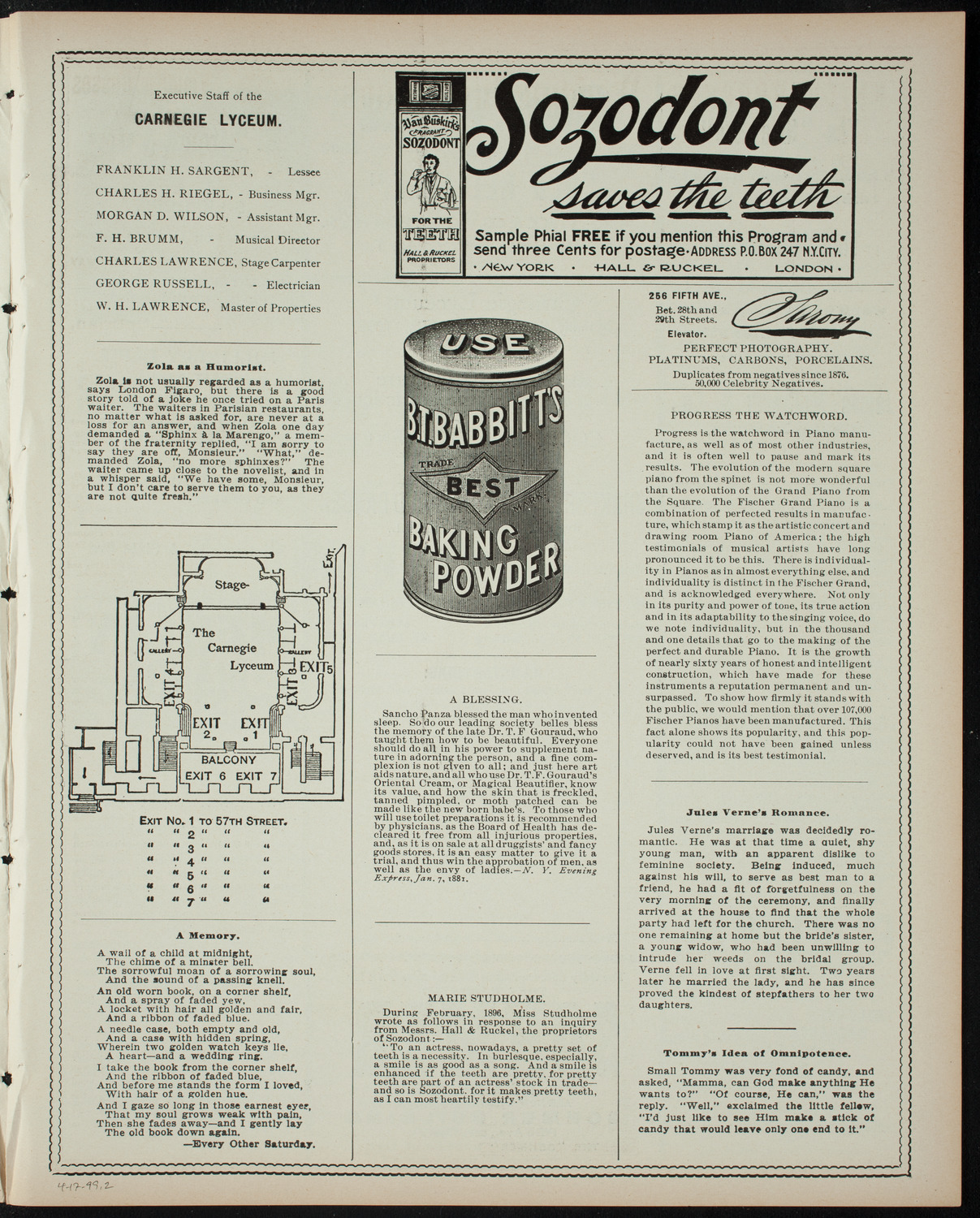 Lecture by Henry E. Krehbiel, April 17, 1899, program page 3