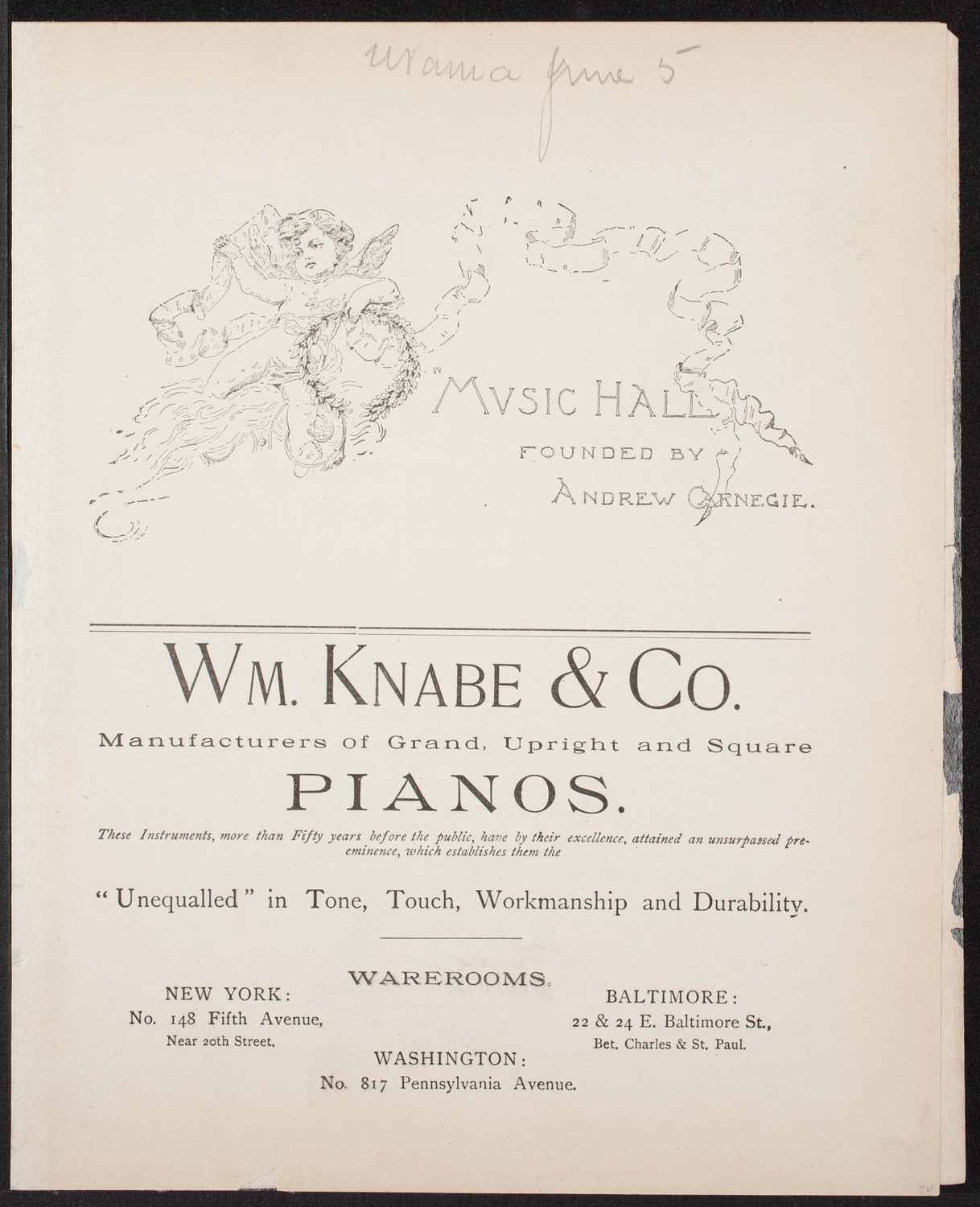 Urania Scientific Theatre, June 5, 1892, program page 1