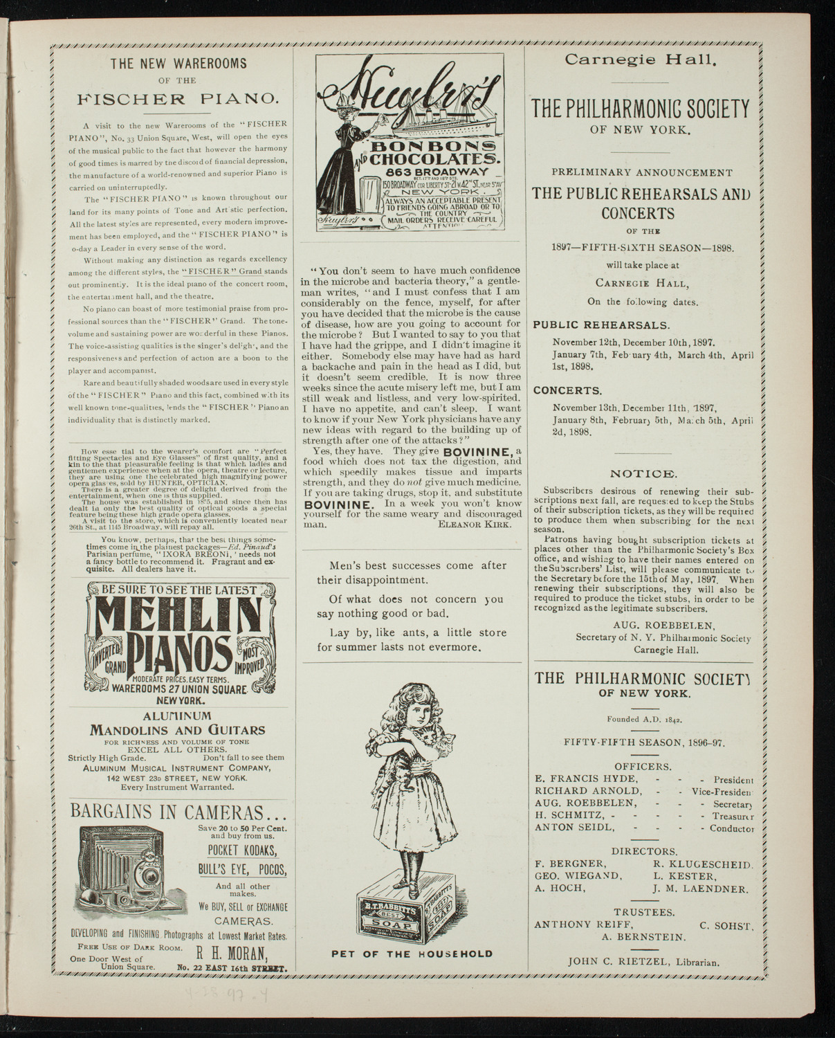 Grand Concert in Aid of the Pickford Sanitarium, April 28, 1897, program page 7