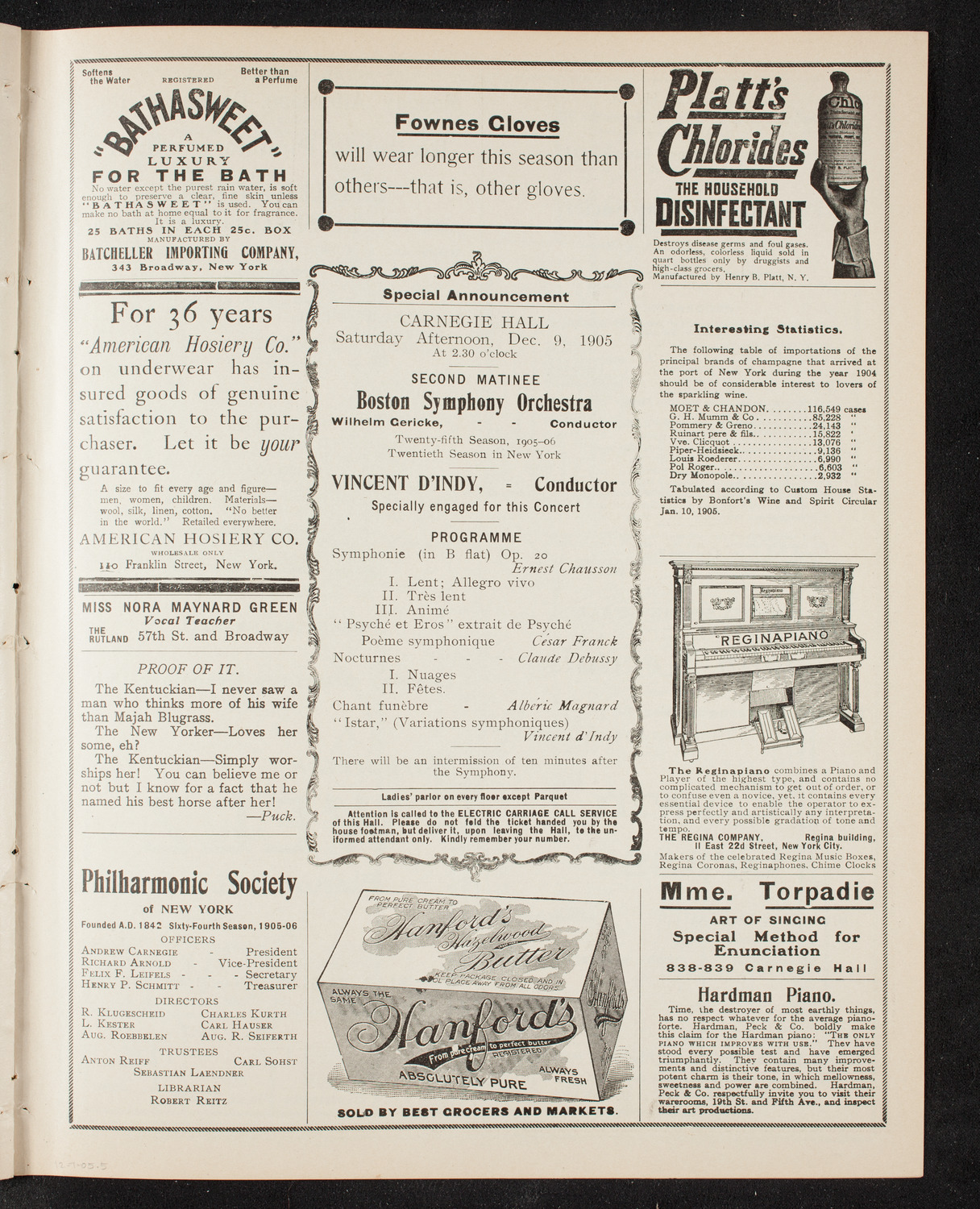 Boston Symphony Orchestra, December 7, 1905, program page 9