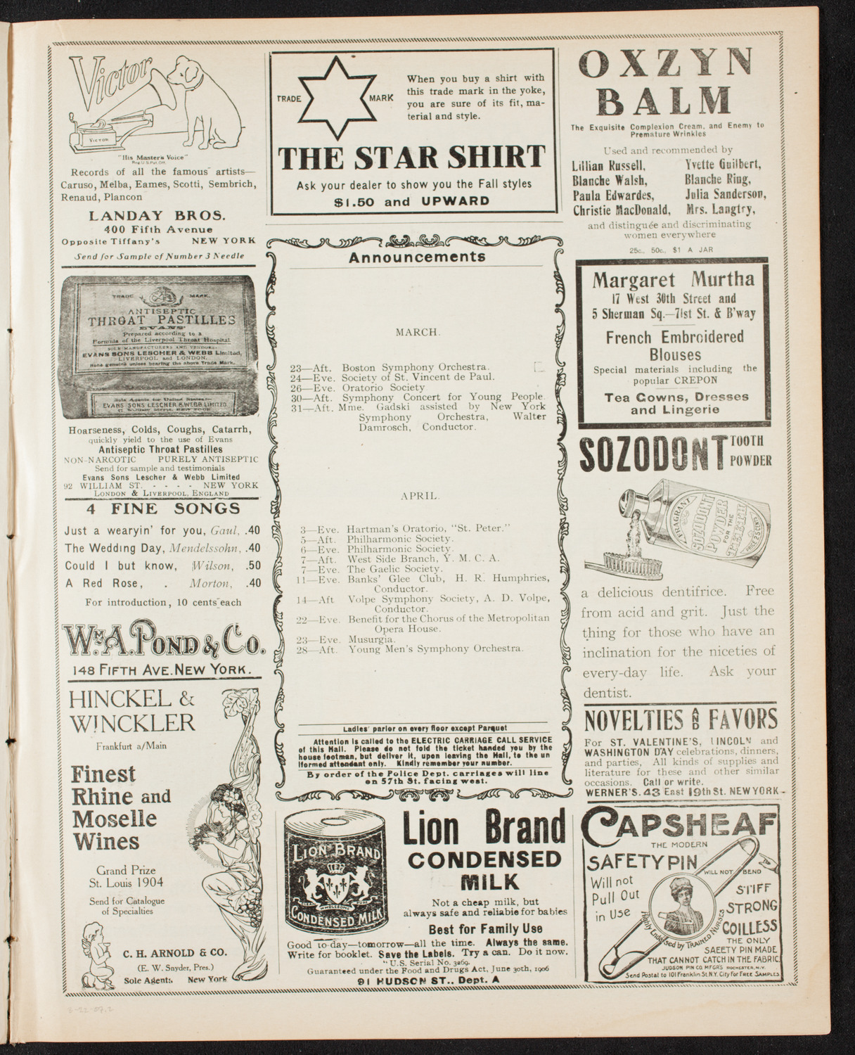 People's Symphony Concert, March 22, 1907, program page 3