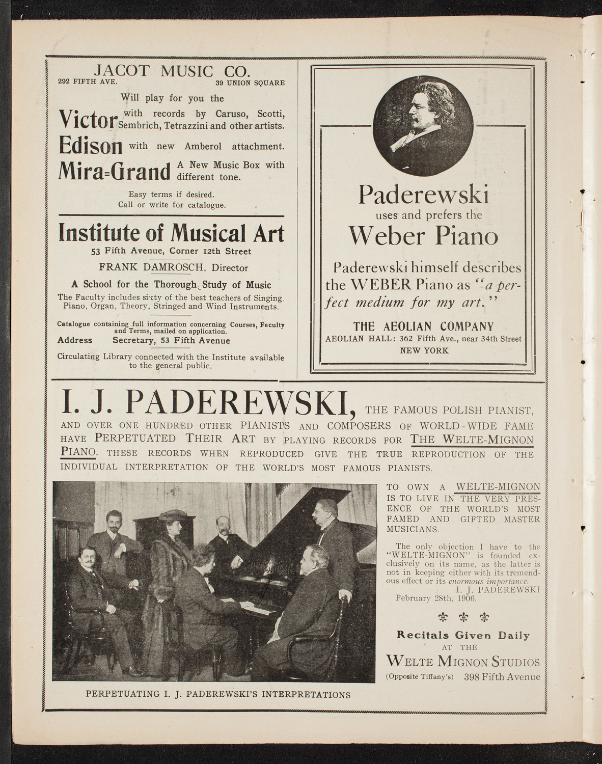 New York Philharmonic, March 5, 1909, program page 6