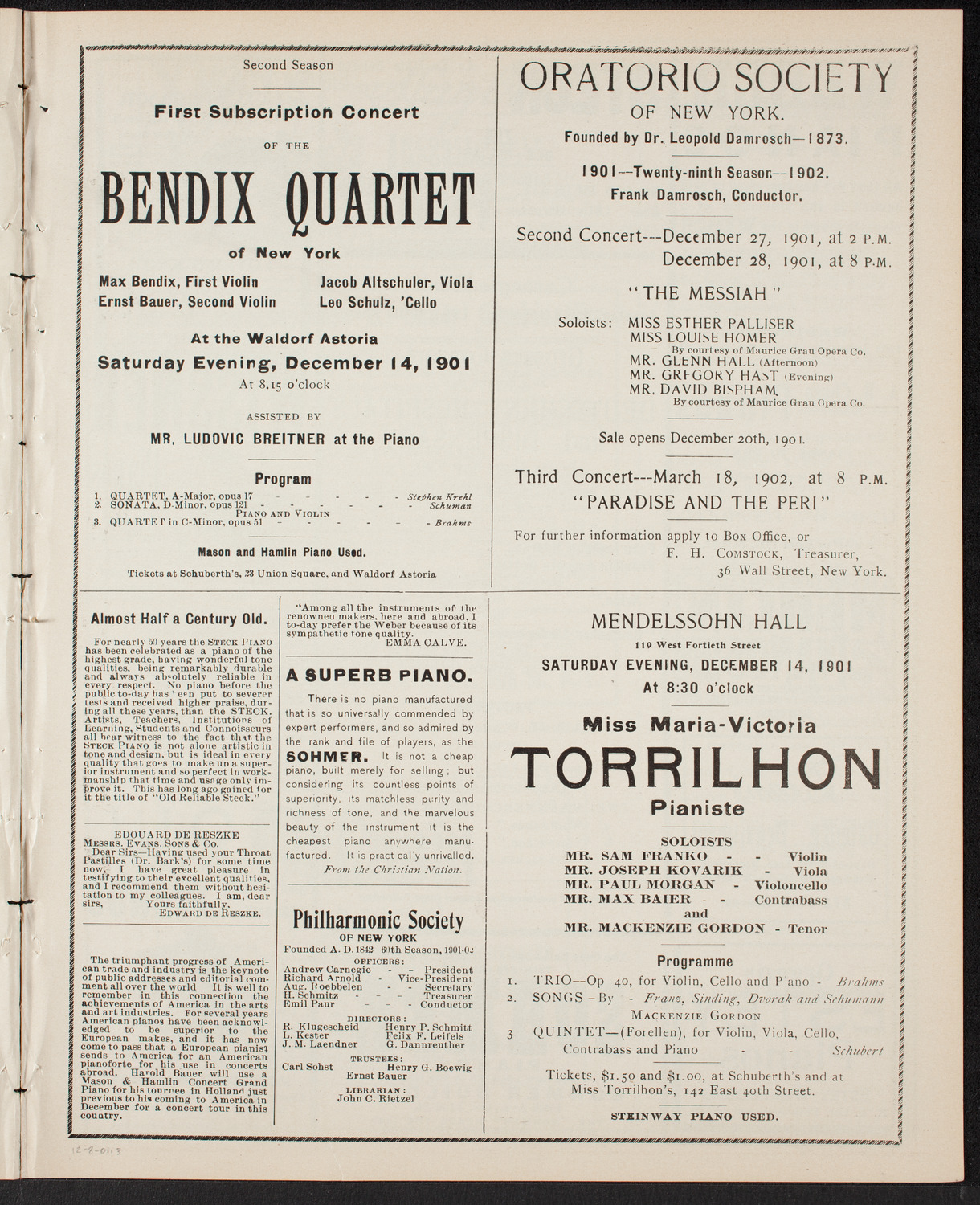 Benefit: German Hospital and Dispensary, December 8, 1901, program page 5