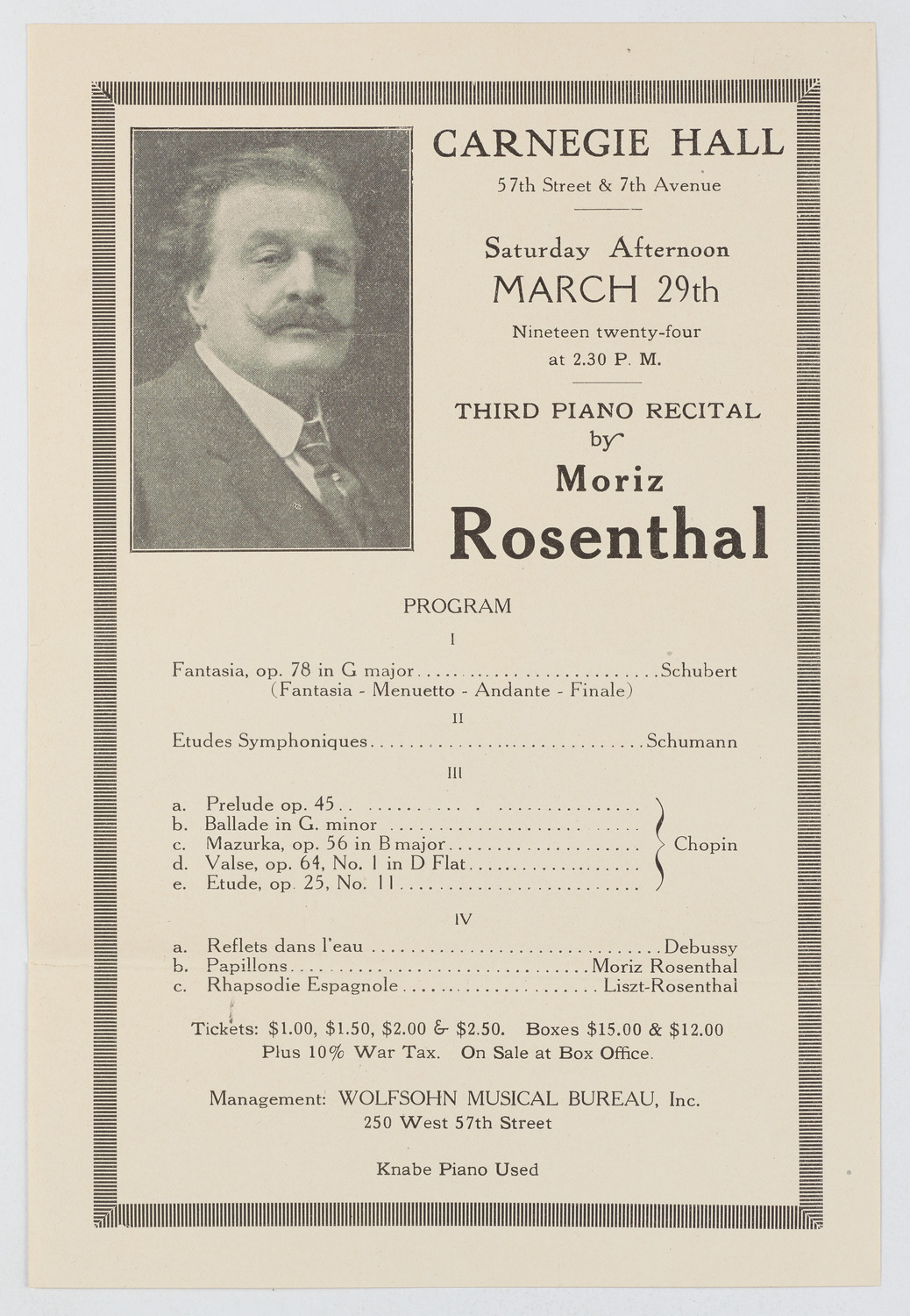 Moriz Rosenthal, March 29, 1924