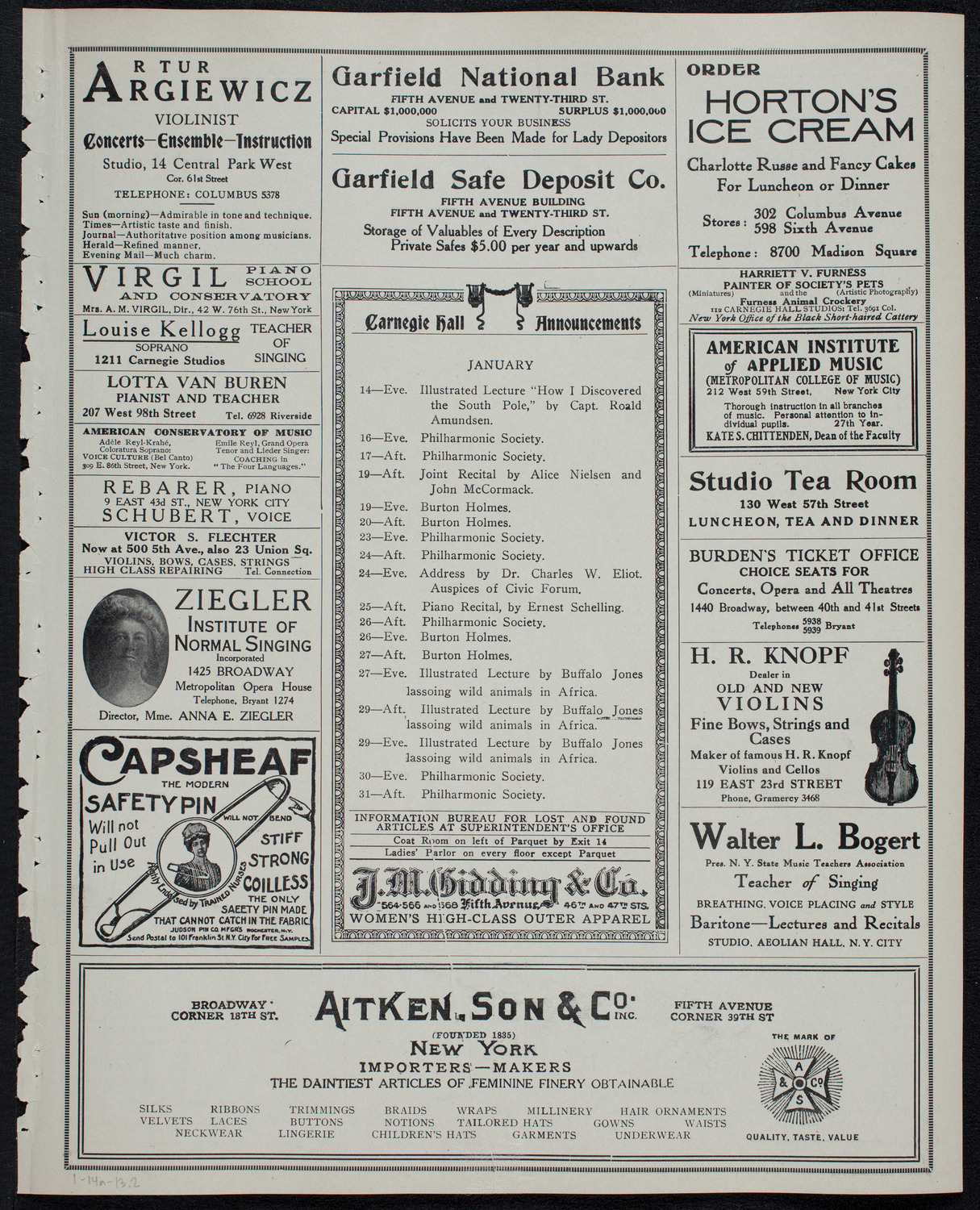 Clara Butt and Kennerley Rumford, January 14, 1913, program page 3