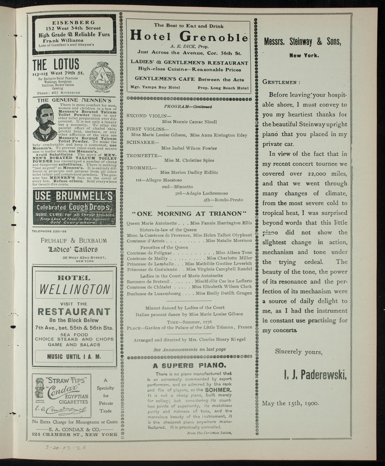 Miss Spence's School Society: Annual Entertainment ot Benefit A Class for Crippled Children, March 20, 1903, program page 3