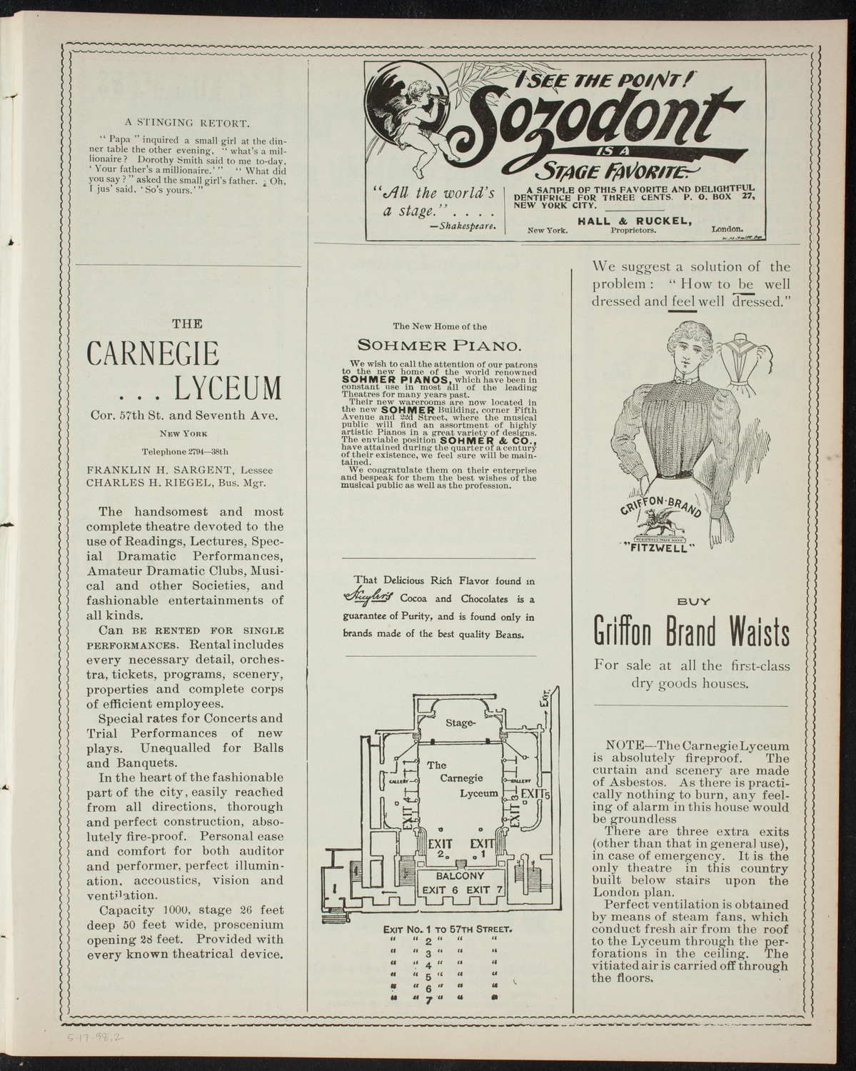 Graduation: New York School of Expression, May 17, 1898, program page 3
