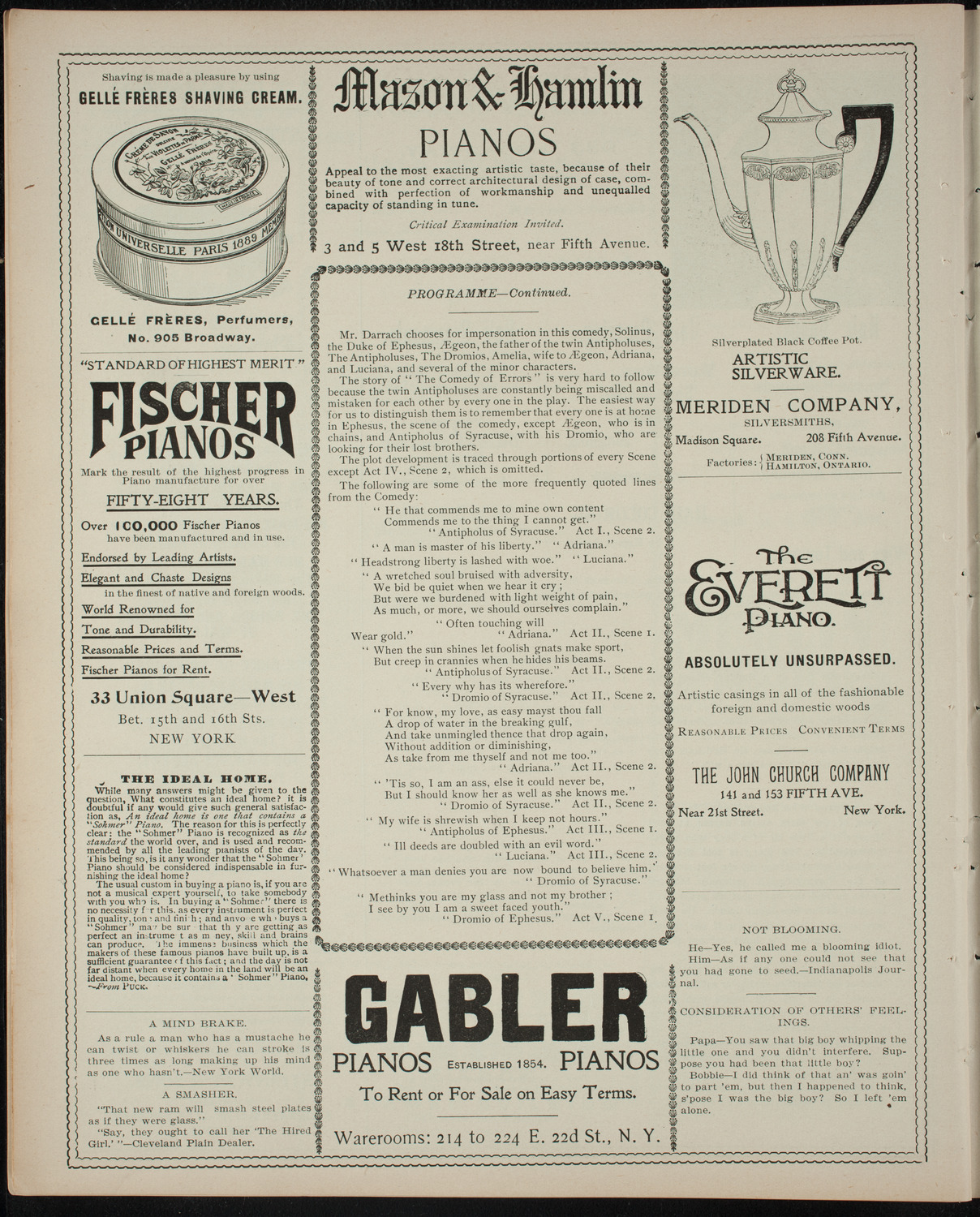 Shakespeare Recital by Marshall Darrach, October 28, 1898, program page 6